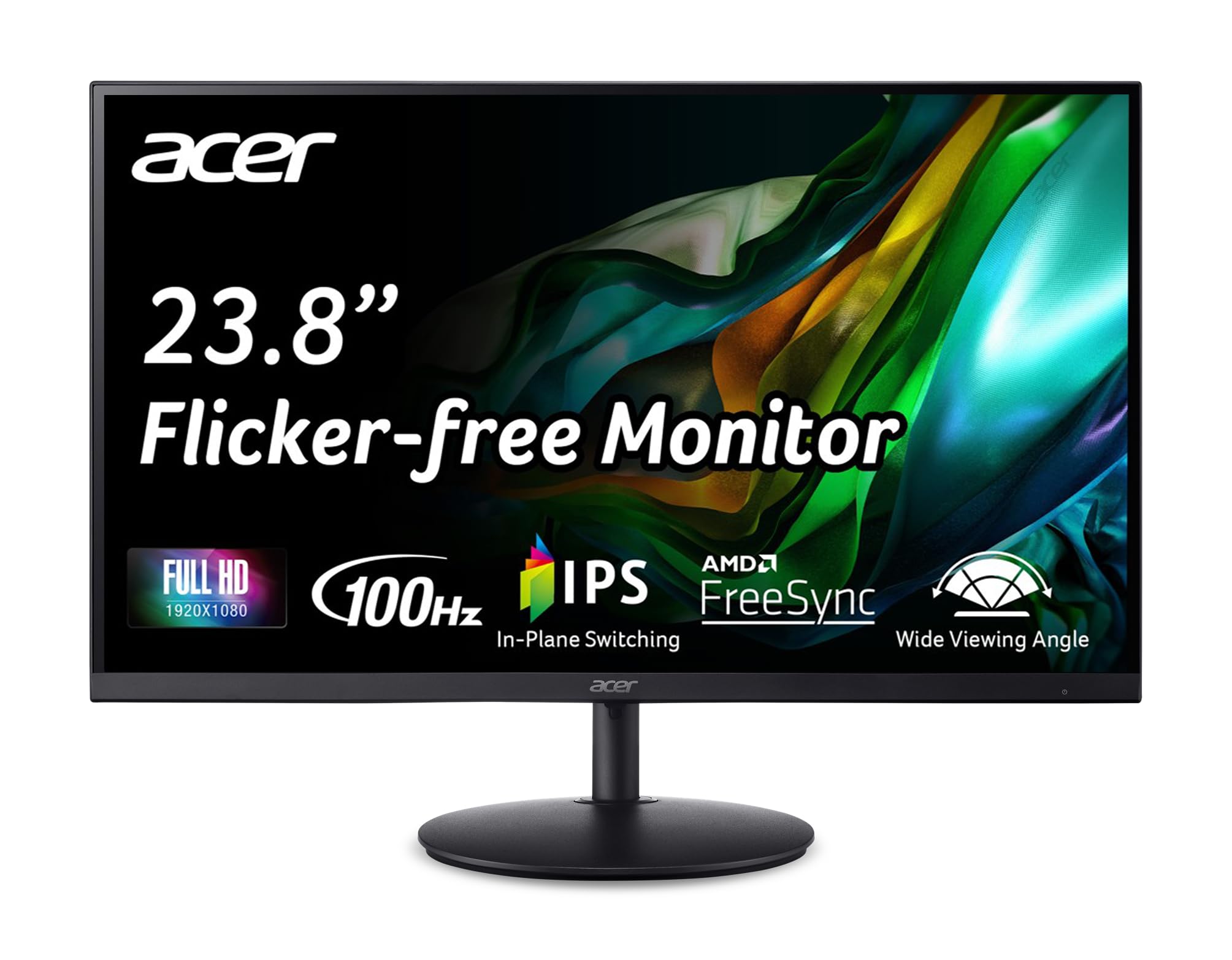 Acer SH242Y Ebmihux 23.8 Full HD 1920 x 1080 Home Office Ultra-Thin Monitor AMD FreeSync 1ms VRB 100Hz Zero Frame Height Adjusta