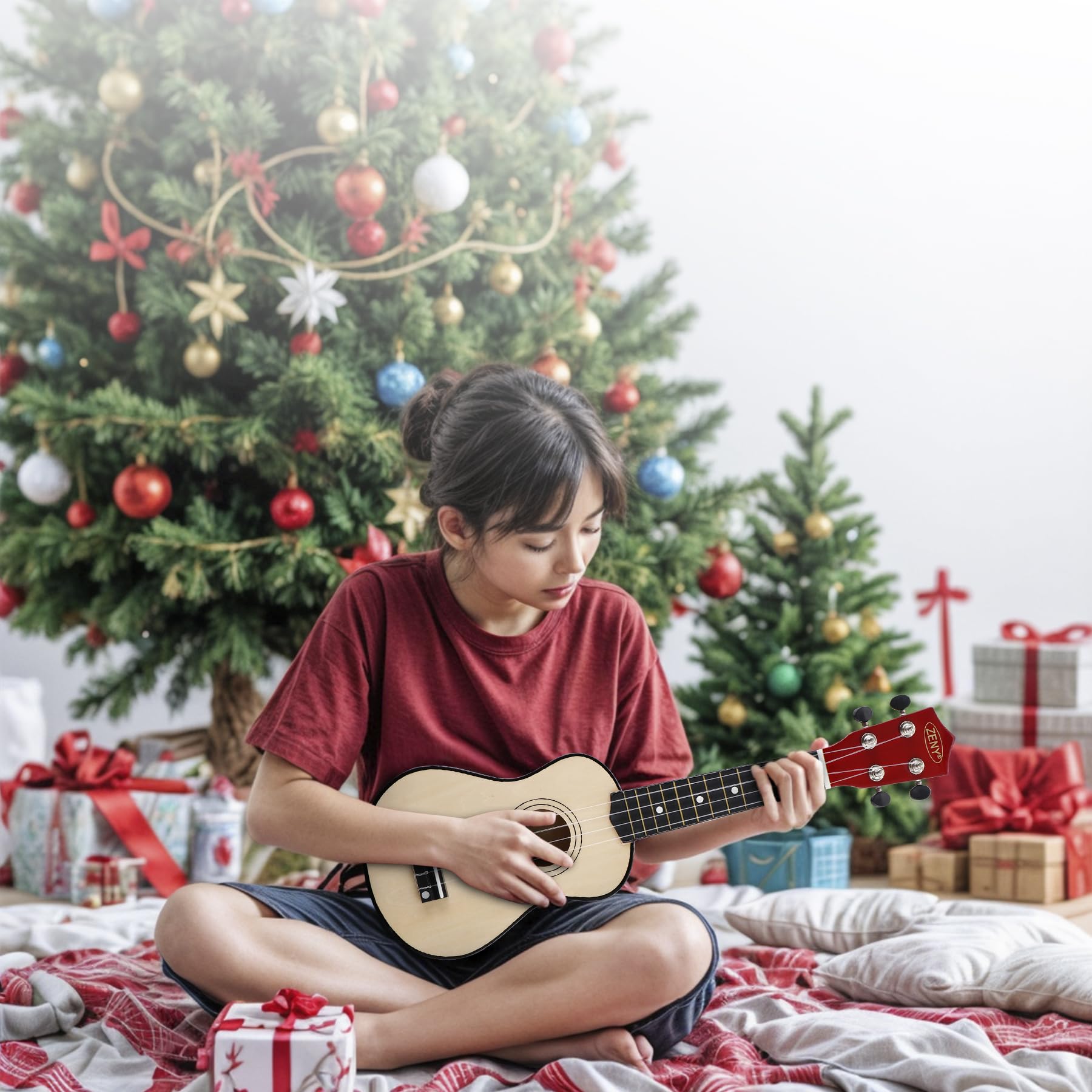 Zeny Soprano Ukulele For Beginners 21 Inch Ukelele Kit For Student Starter With Gig Bag, Strap, Nylon String, Tuner Pick