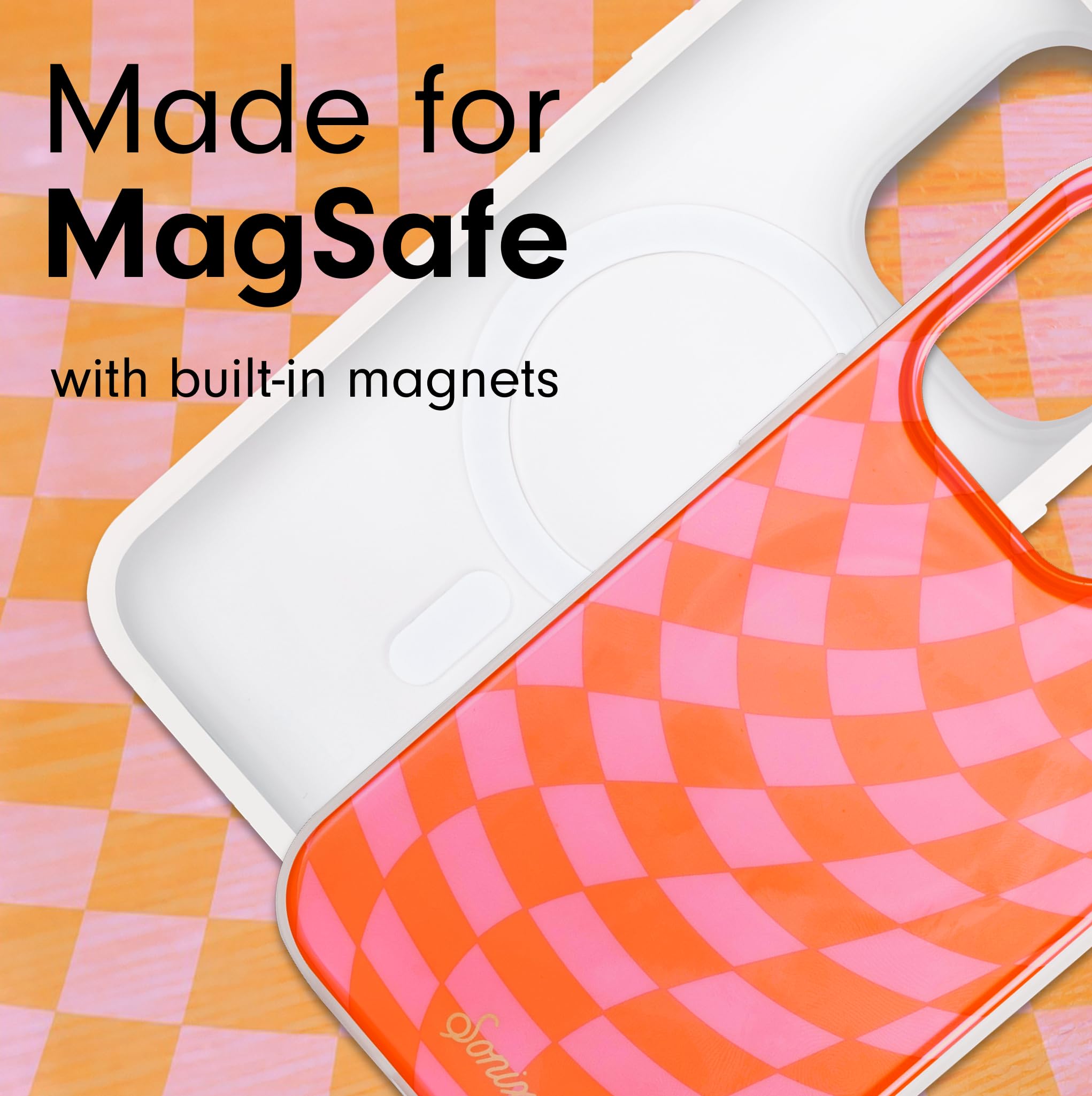 Sonix Case For Iphone 15 Pro Max | Compatible With Magsafe | 10Ft Drop Tested | Checkered | Checkmate Pink