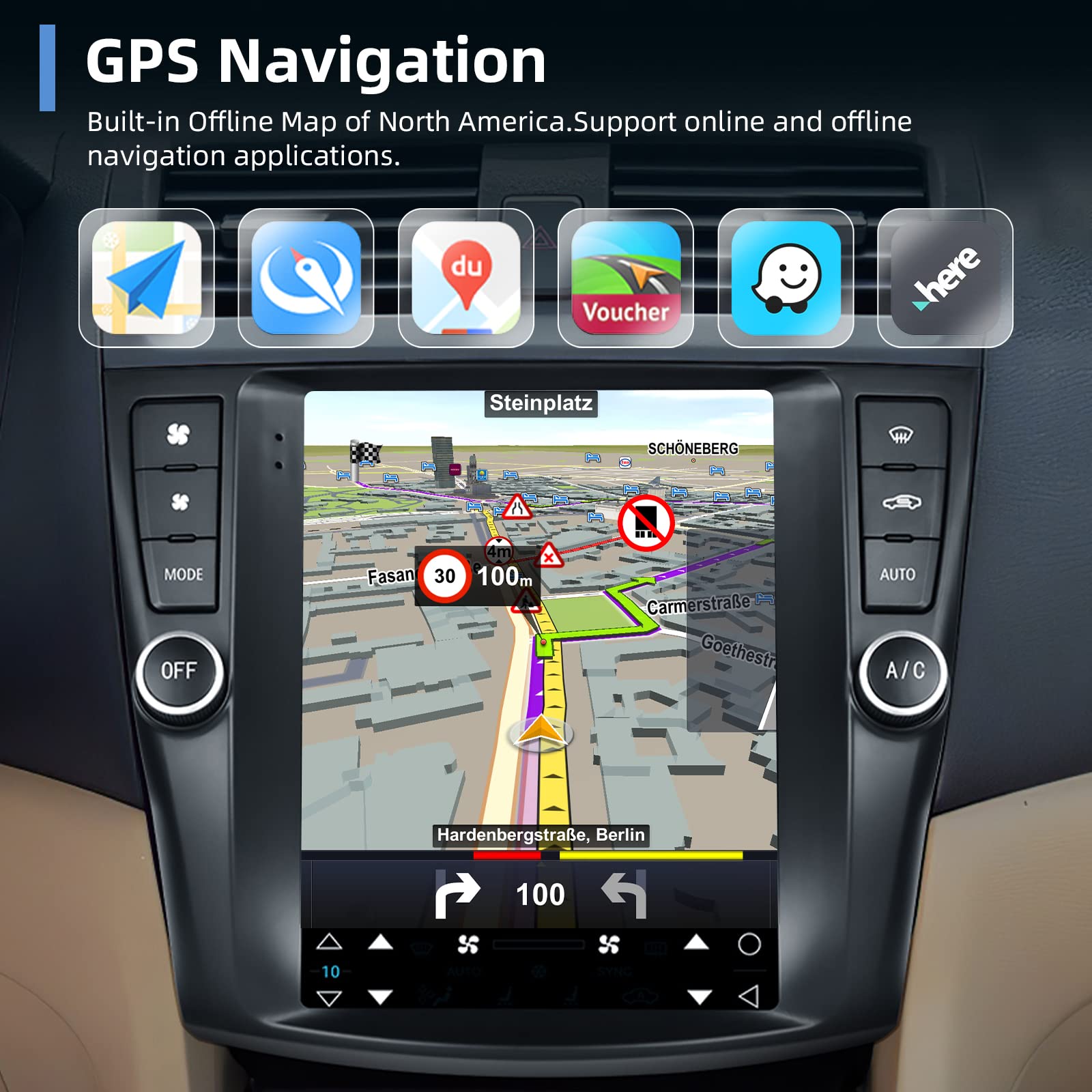 For Honda Accord 2003 2004 2005 2006 2007 Android Car Stereo Radio,Podofo 9.7 Inch Vertical Touchscreen Bluetooth Radio In Dash Navigation Gps Units With Phone Mirror Link Wifi Fm/Rds Backup Camera