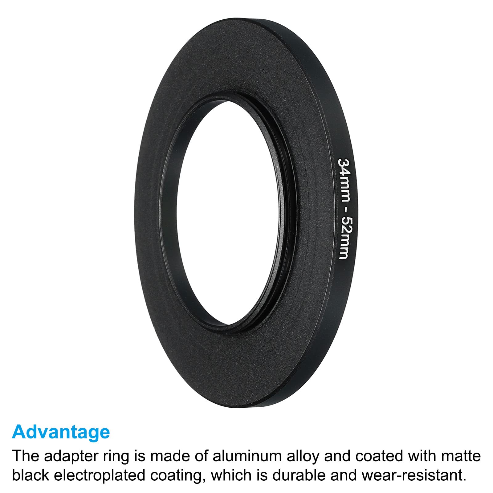 Patikil 34Mm 52Mm Metal Step Up Ring, Camera Lens Filter Adapter Ring Aluminum Filter Adapter Ring For Camera Lenses Hood, Black