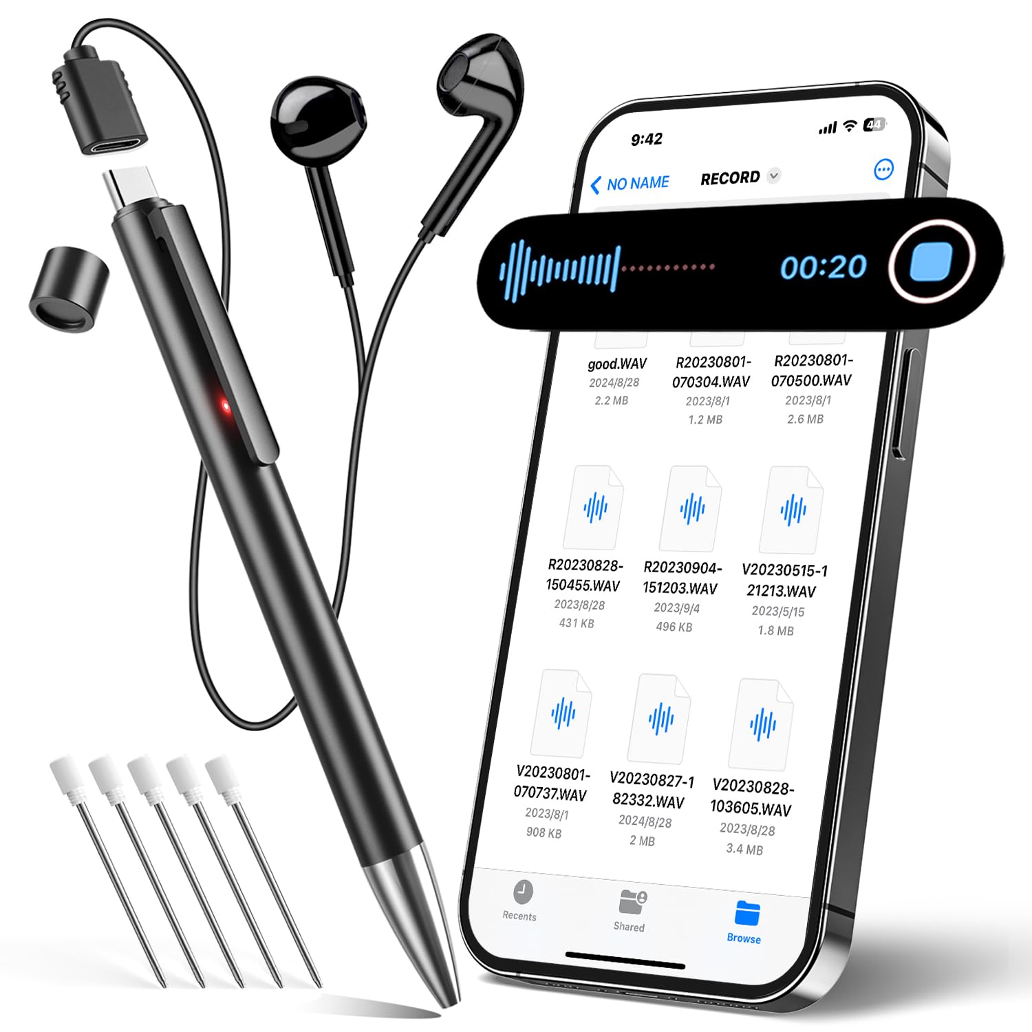 Professional Voice Recorder For Lectures Meetings,Digital Voice Activated Recorder With Playback,64Gb(4400Hrs) Dictaphone Audio