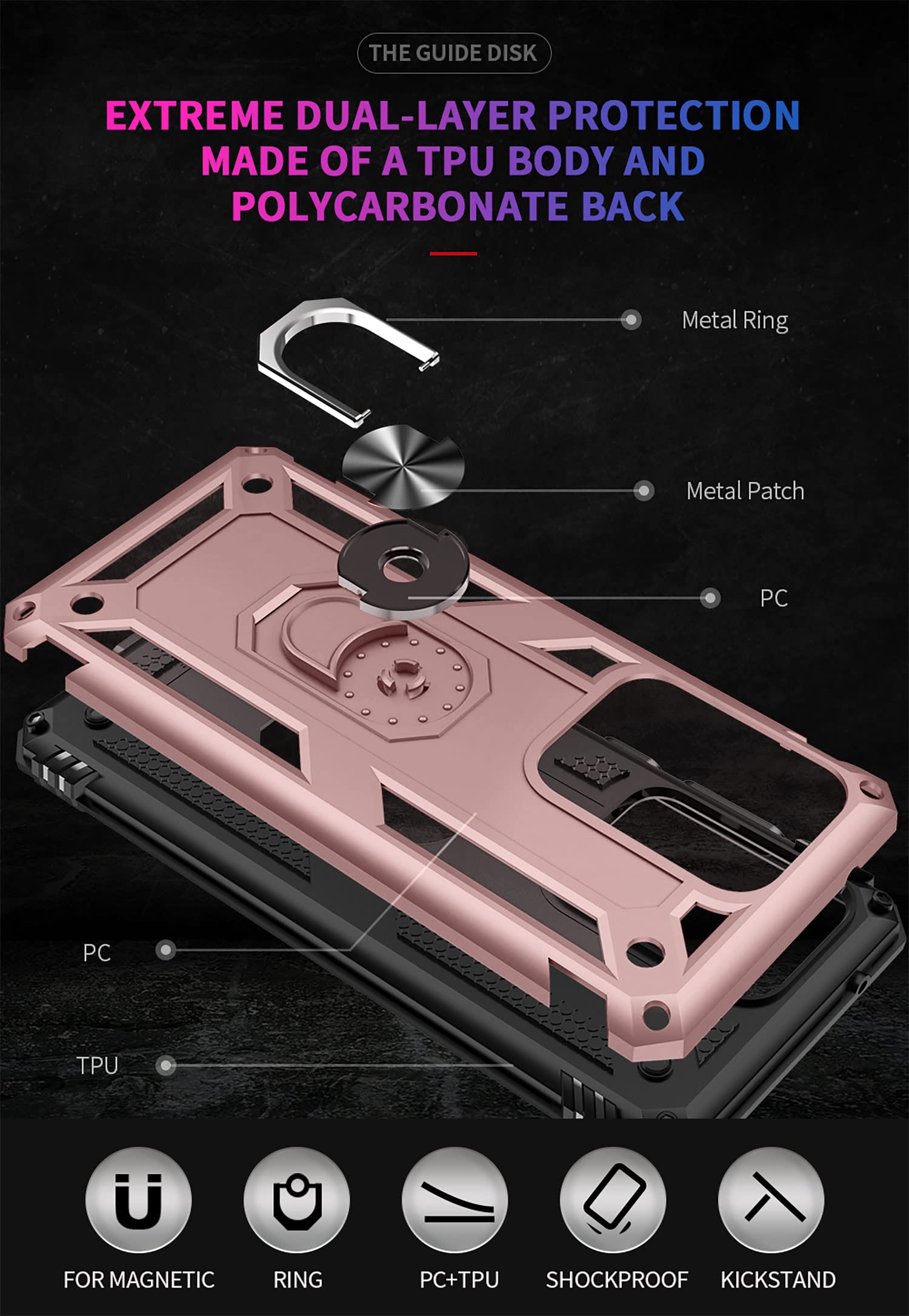 Addit Case For Samsung Galaxy S20 Ultra Phone Case Samsung S20 Ultra Case, Military Grade, Heavy Duty, With Kickstand Ring, Supp