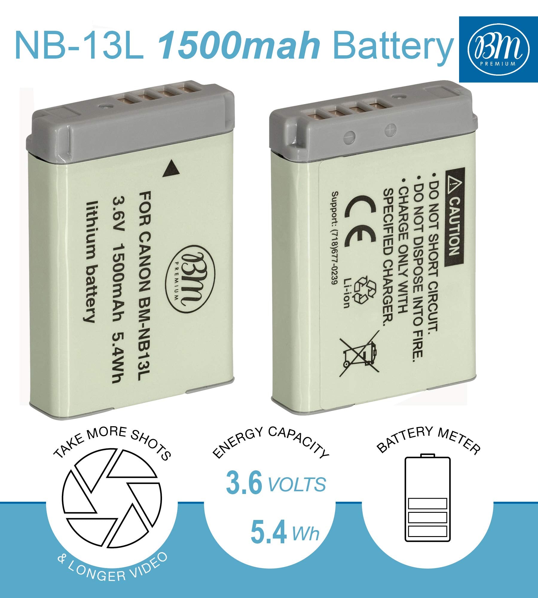 Bm Premium 2 Pack Of Nb 13L Batteries And Charger Kit For Canon Powershot Sx740 Hs, G1 X Mark Iii, G5 X, G5 X Mark Ii, G7 X, G7