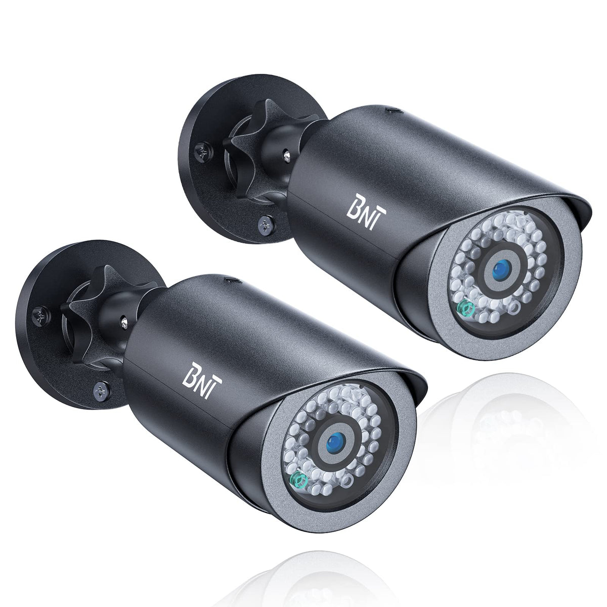 Bnt Dummy Fake Security Camera, With One Red Led Light At Night, For Home And Businesses Security Indoor/Outdoor (2 Pack, Black)