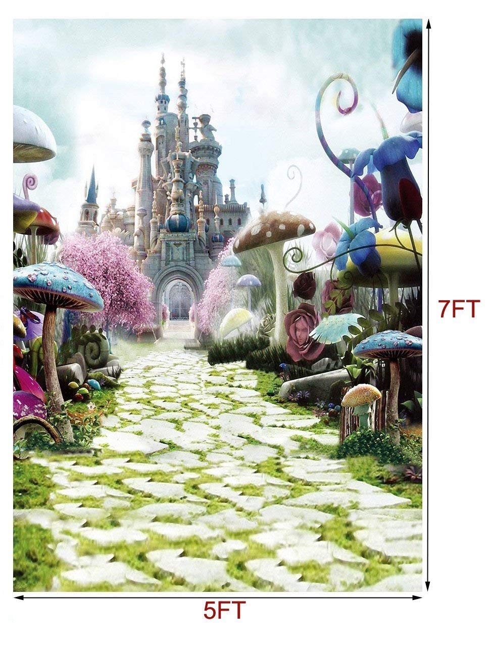 5X7Ft Alice In Wonderland Photo Backdrop Photography Background For Newborn,Baby Shower,Kid'S Birthday Party Decorations Supplies Booth Studio Props