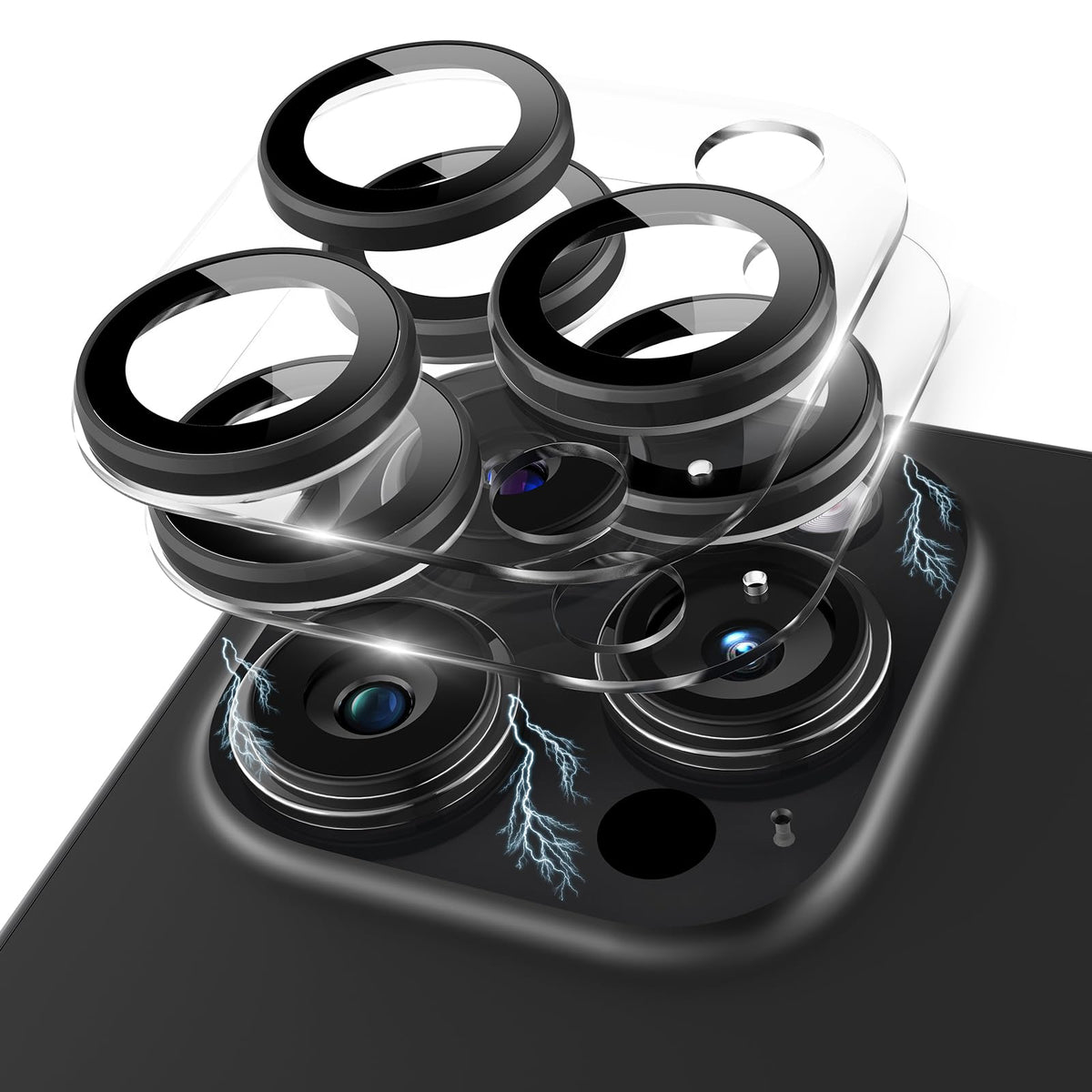 Kanosan For Iphone 16 Pro/Iphone 14 Pro/Iphone 14 Pro Max/Iphone 16 Pro Max Camera Lens Protector, Clear Acrylic Plus Aluminium