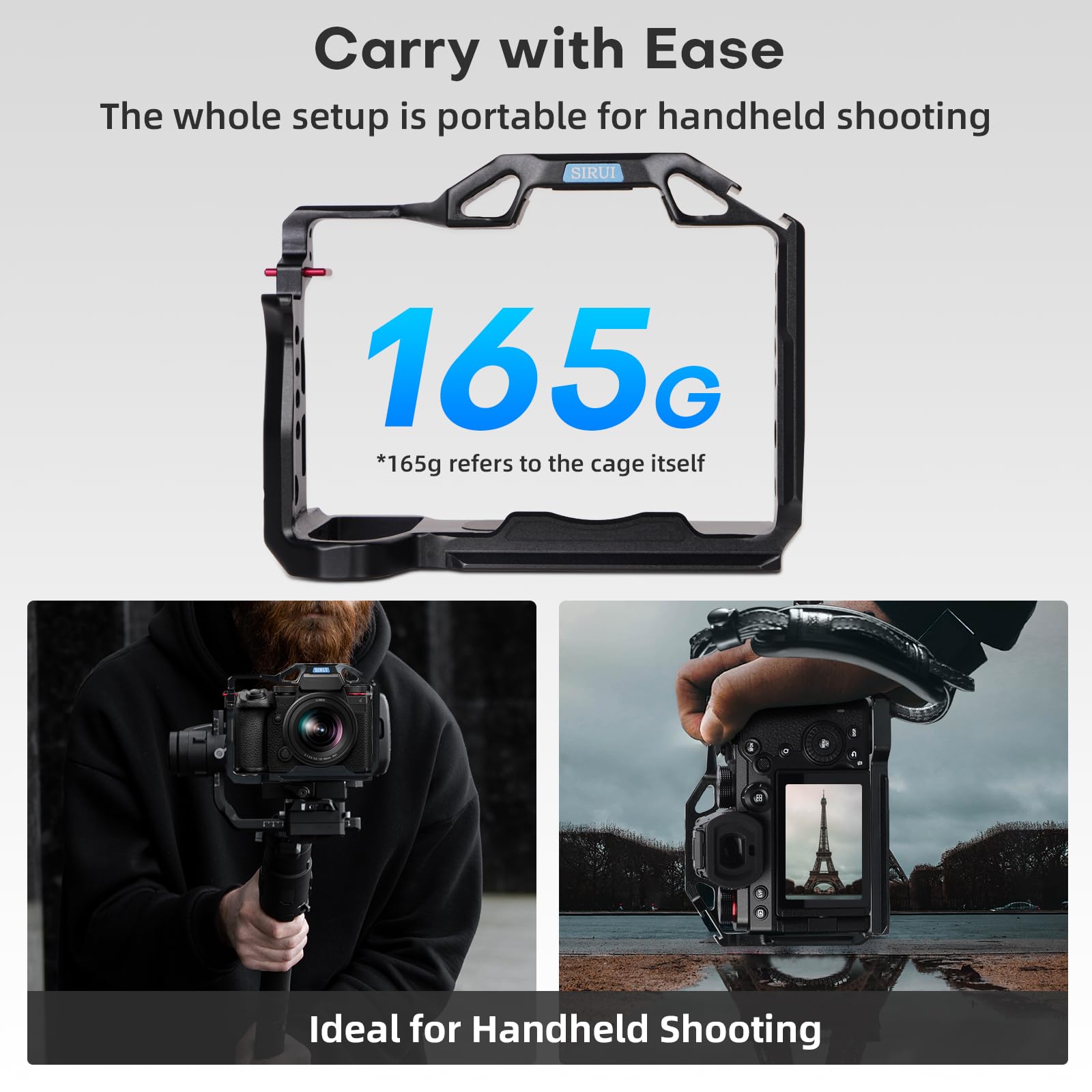 Sirui S5Ii S5Iix G9 Ii Camera Cage With Wrist Strap, Full Cage For Panasonic Lumix S5Ii S5Iix G9 With Built In Plate For Arca, Nato Rail, Cold Shoe, Multi Threads, And 3/8' Locating Holes For Arri