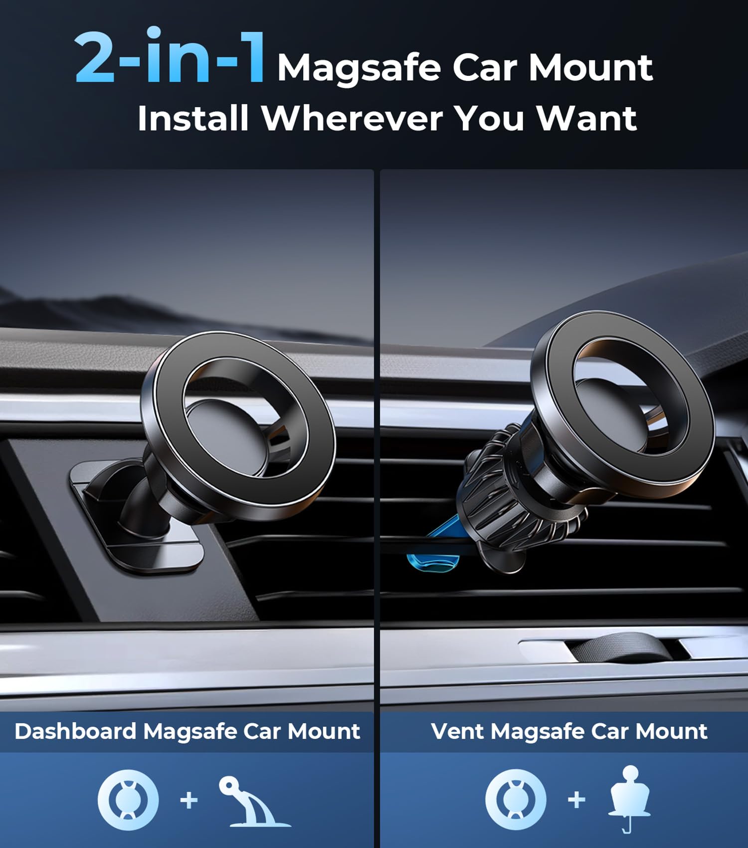 ?20X Official Certified Magnets ?For Magsafe Car Mount, 2In1 Dashboard Air Vent Phone Holder, Strong Adhesive, Heat Resistant, 3