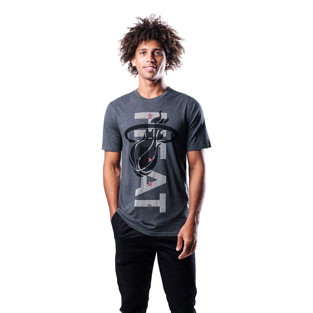 Ultra Game Nba Miami Heat Mens Upright Logo Short Sleeve Tee Shirt, Heather Charcoal, Small