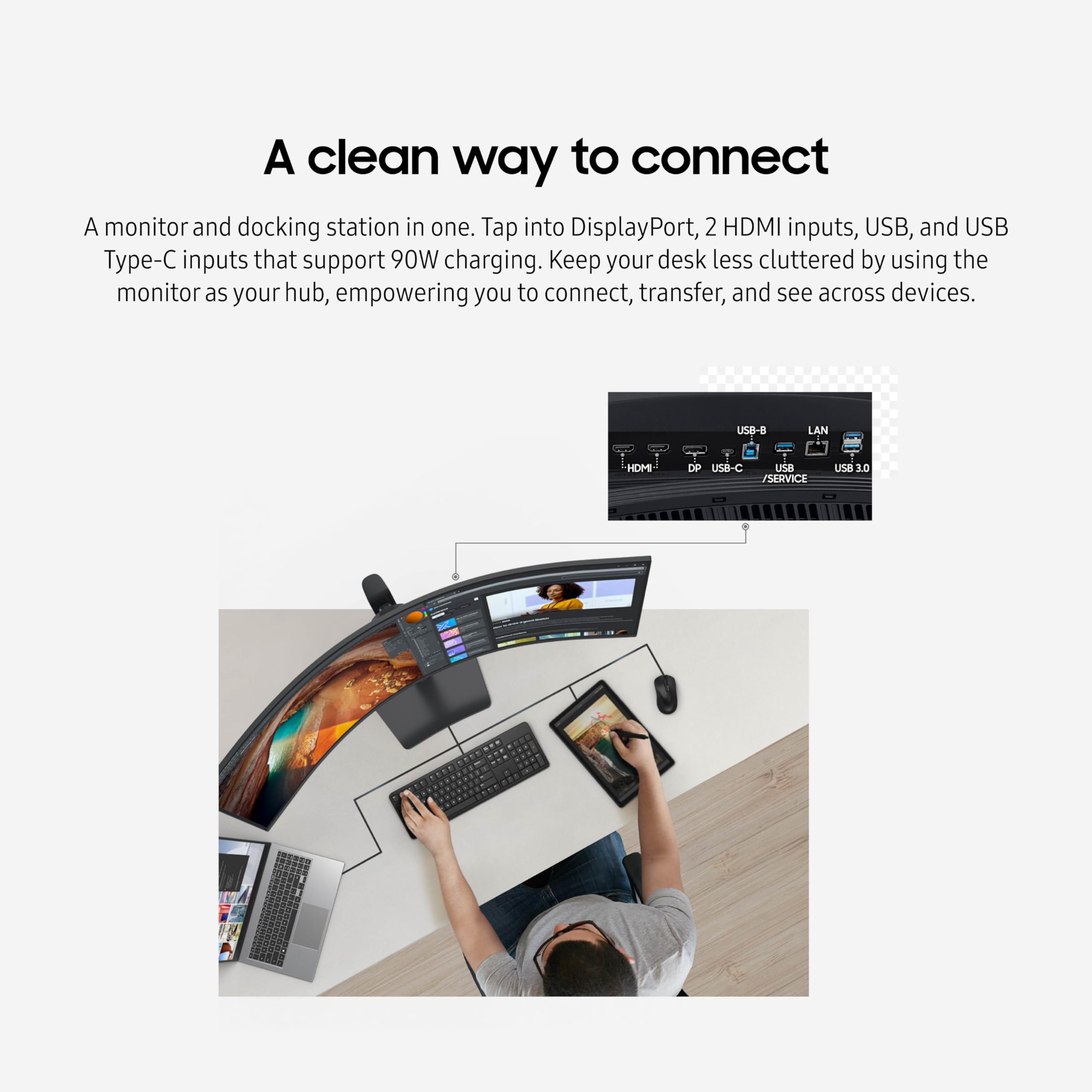 Lcd 49'' Monitor|49In, 1000R Curved,32:9, Va Panel, 240Hz,5120X1440, Fully Adjustable Stand, Hdmi/Dp/Usbc/Lan/Usb Hub, Speaker,