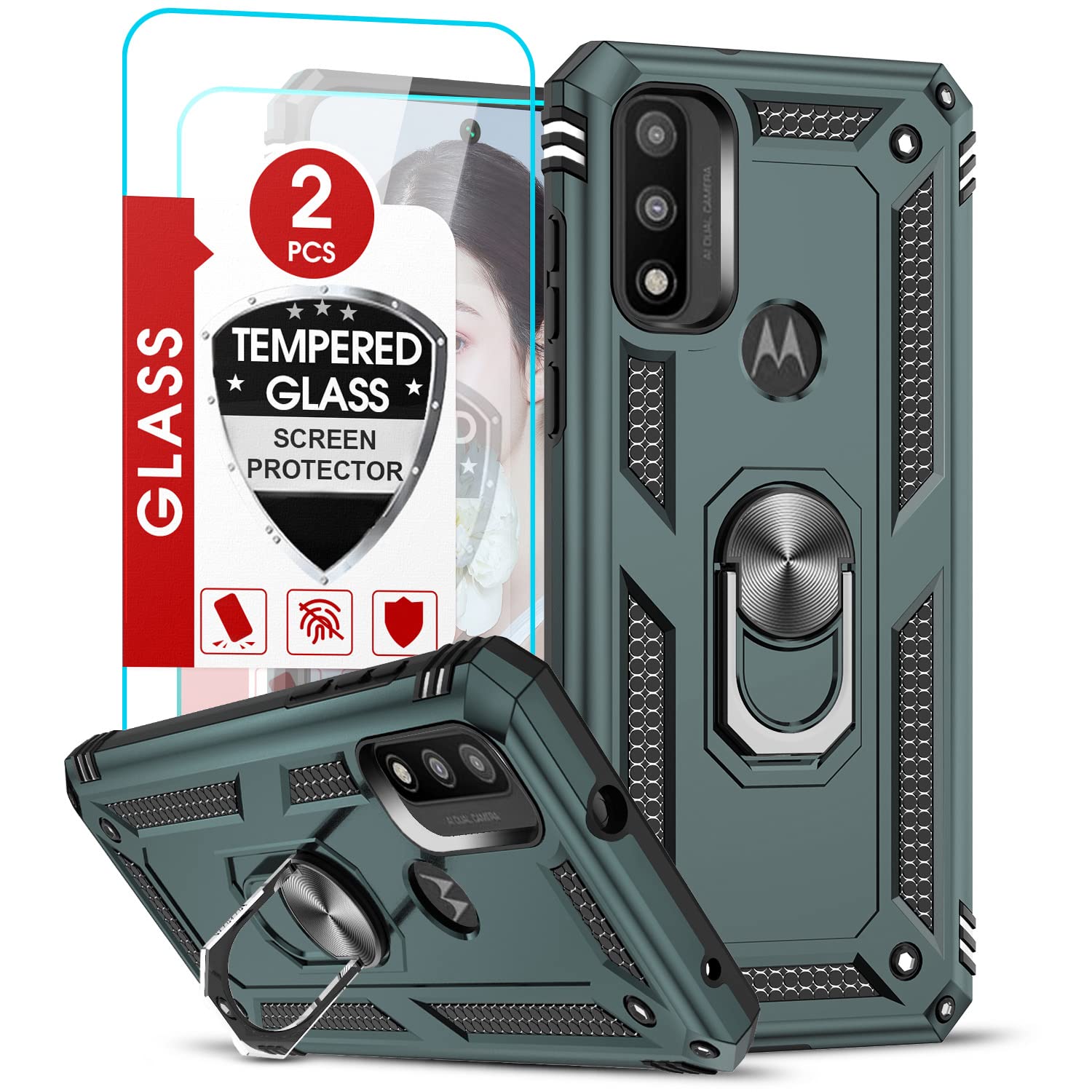 Leyi For Motorola G Pure Case/Moto G Play Case 2023, Moto G Power Case 2022 With 2 Pcs Screen Protector, Military Grade Protecti
