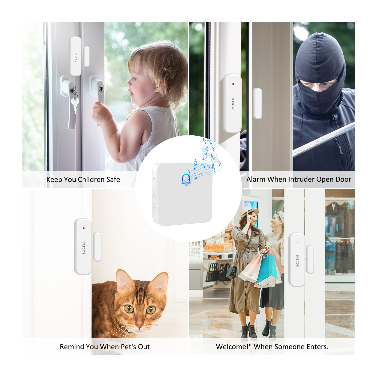 Door Chime, Wireless Door Chimes When Door Open Entry For Business/Home/Office/Store (500Ft Range 32 Chimes Adjustable Volume) D