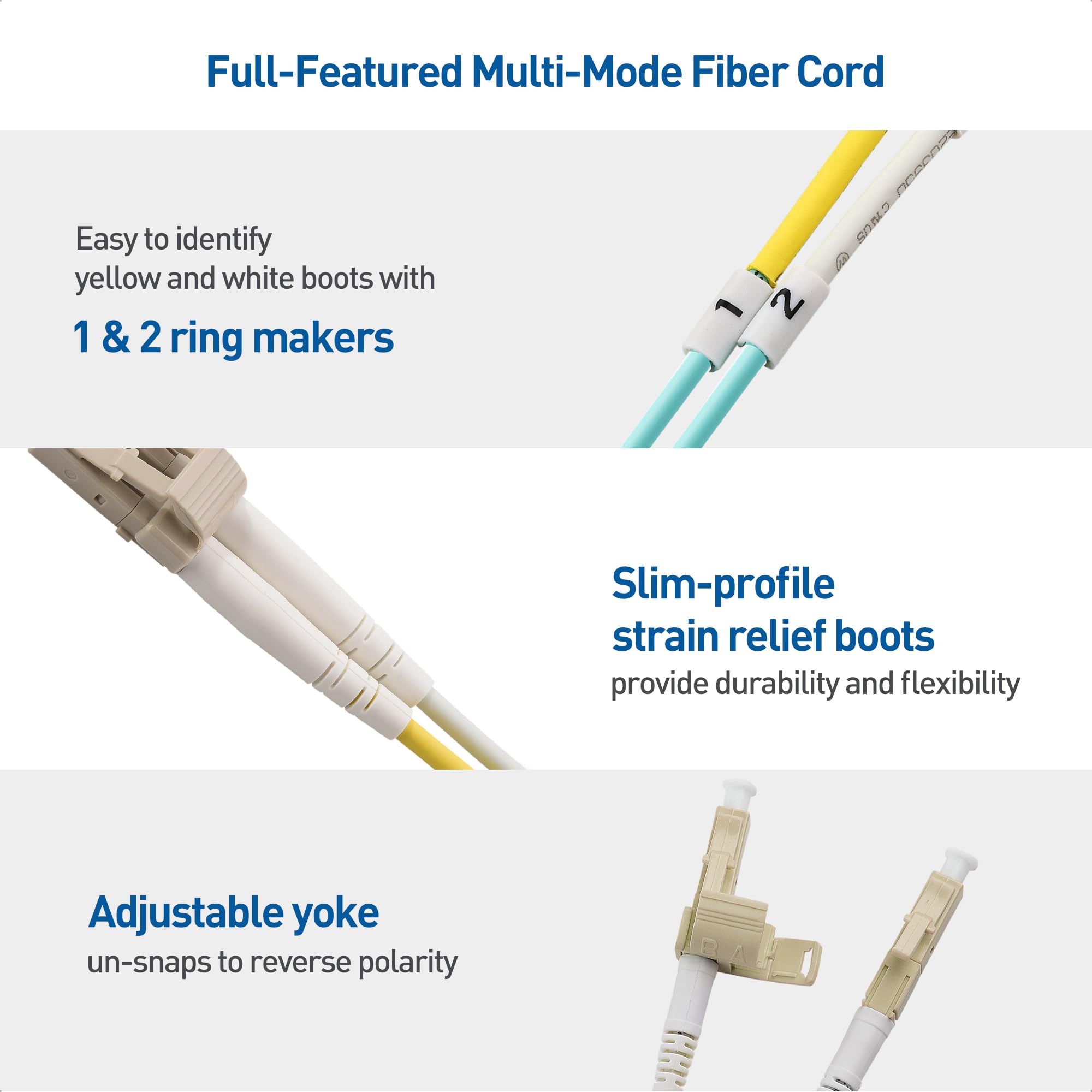 Cable Matters 10Gb 40Gb Ofnp Plenum Rated Multimode Duplex 50/125 Om3 Fiber Cable (Lc To Sc Fiber Optic Cable, Sc To Lc Fiber Pa