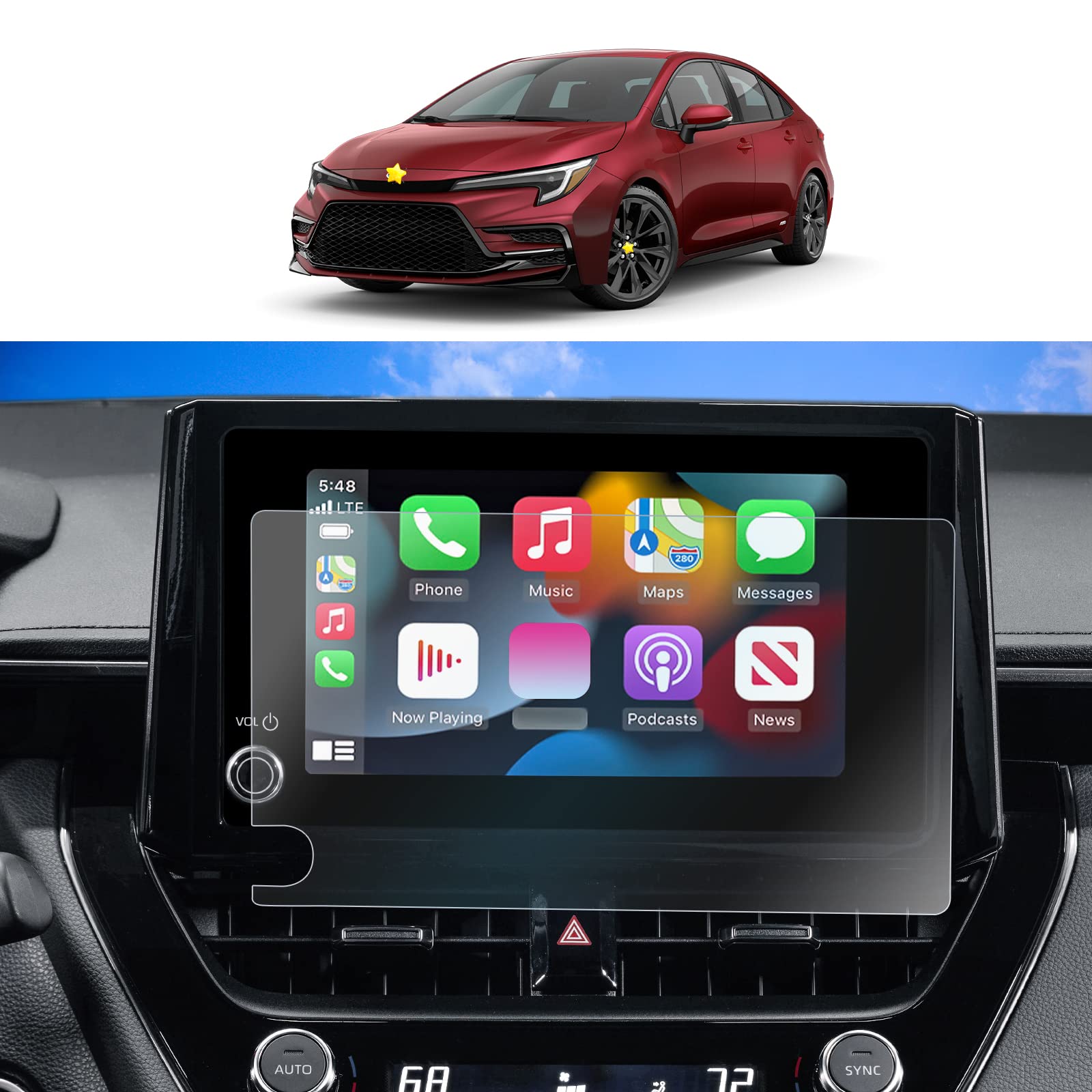 Sktu 2Pcs Screen Protector For 2023 2025 Toyota Corolla/Gr Corolla/Corolla Hybrid 8In Navigation 2024 2025 Corolla Accessories Hd Clear Anti Scratch