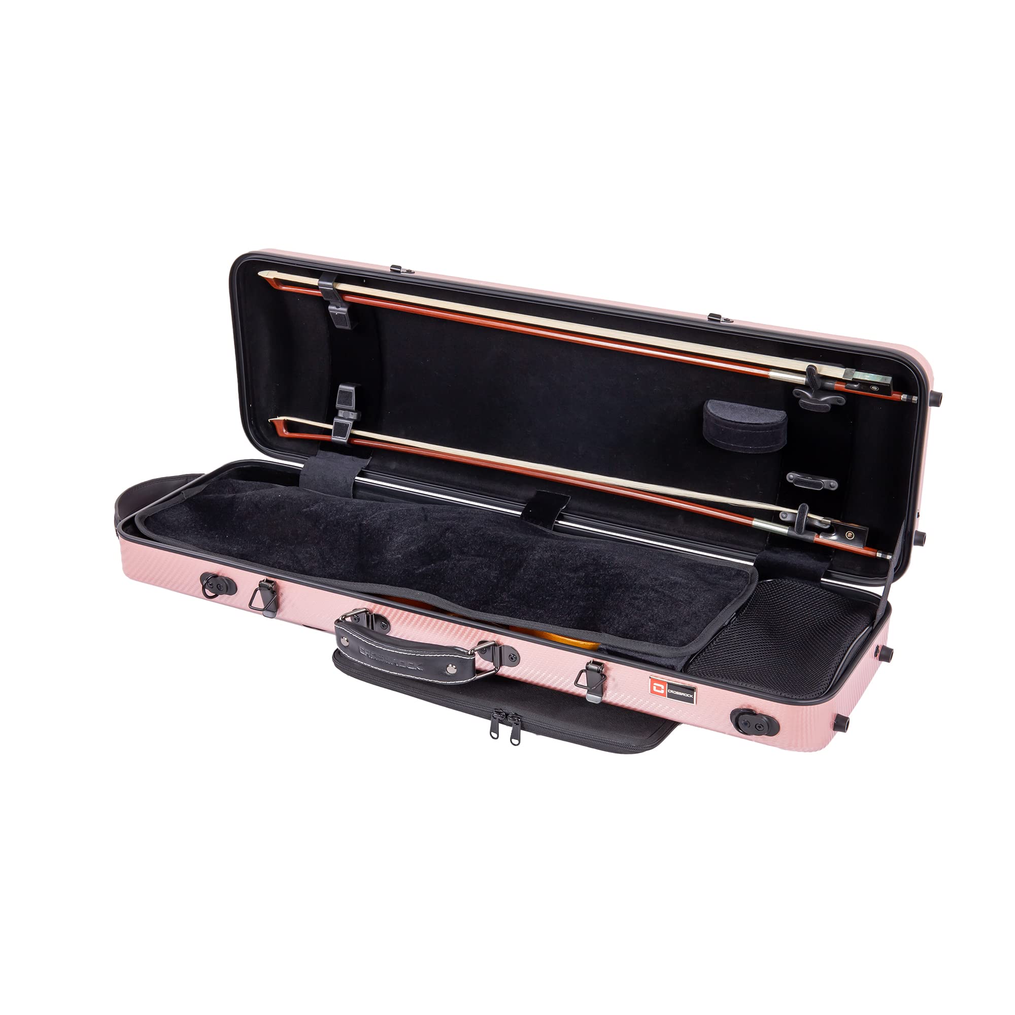 Crossrock Poly Carbon Case Fits 4/4 Violins, Anti-Scratch Oblong Flight Case In Rose Gold(Crf4020Ovrg)