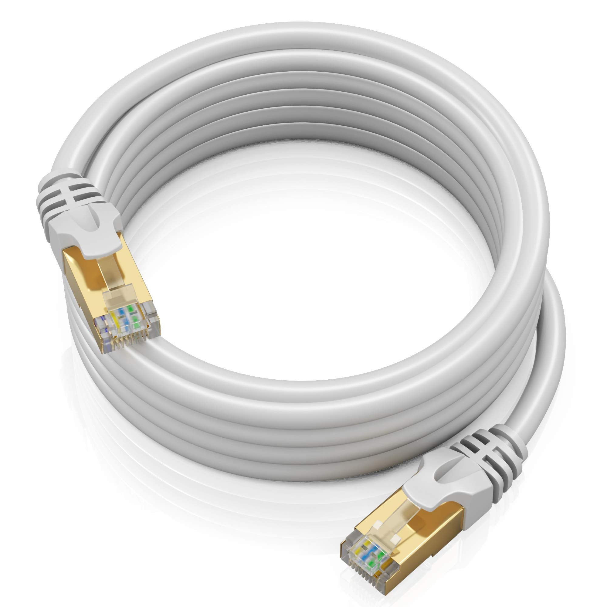 Cat 7 Ethernet Cable 10 Ft   High Speed Internet & Network Lan Patch Cable, Rj45 Connectors   10Ft / White   Perfect For Gaming, Streaming, And More