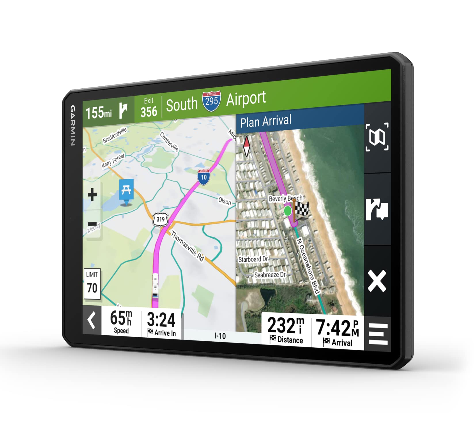 Garmin Rv 1095 Gps Navigator, Extra Large 10In Display In Landscape Or Portrait Mode, Custom Rv Routing, High Resolution Birdsey