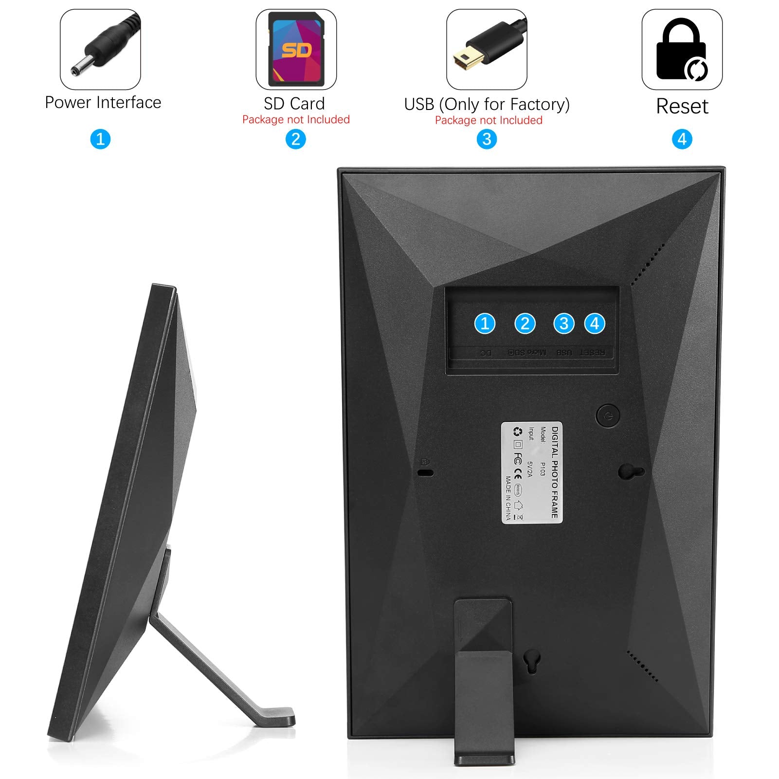 Digital Picture Frame Wifi Digital Photo Frame Kimire Full Hd 1366X768 Ips Touch Screen, 16Gb Storage, Auto Rotate, Support Micr