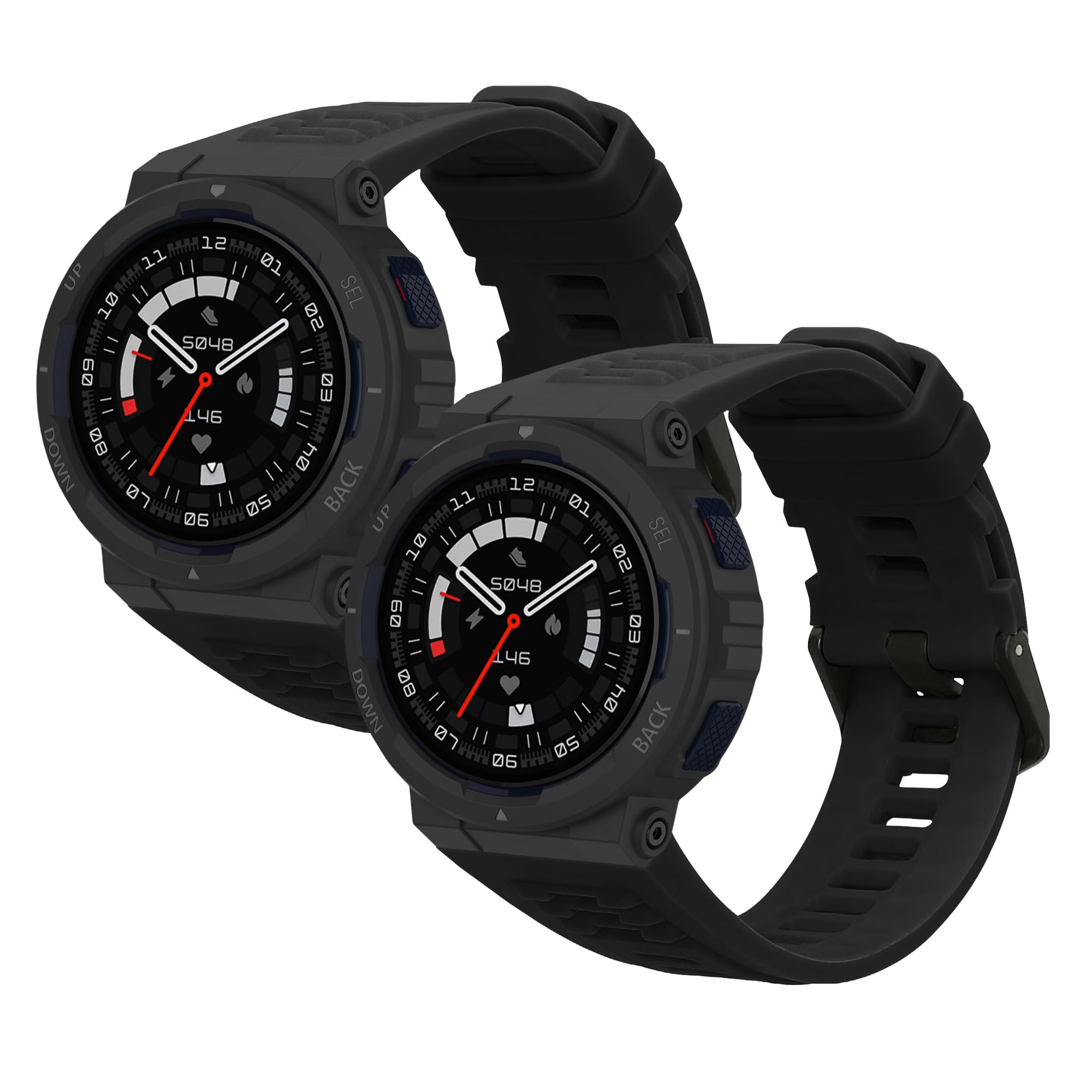kwmobile Straps Compatible with Amazfit Active Edge (A2212) Straps - 2x Replacement Silicone Watch Bands - Black