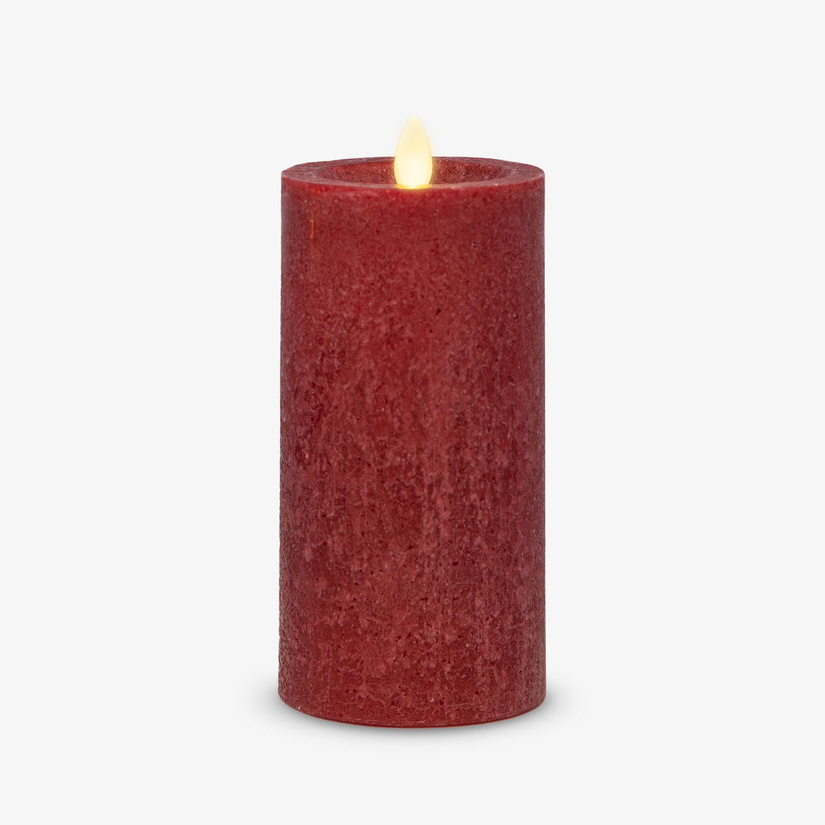 Luminara Burgundy Seaglass Flameless Candle Moving Flame Pillar, Unscented Real Wax With Recessed Edge, Timer, Battery Operated 