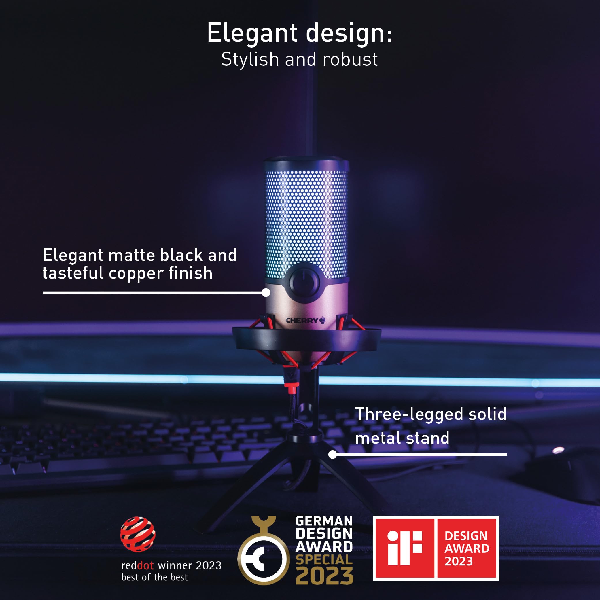 Cherry Um 9.0 Pro Rgb, Usb Microphone With Rgb Lighting, For Gaming, Streaming, Asmr, 4 Directional Patterns, Compatible With Pc