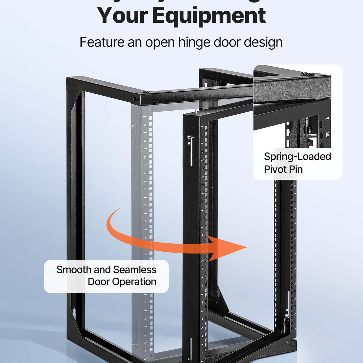 VEVOR 15U Open Frame Server Rack, Free Standing or Wall Mount Rack with ...