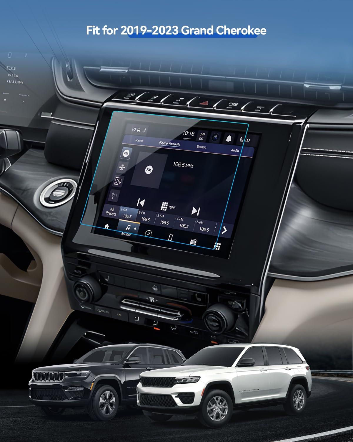 Lantu Car Screen Protector For 2019 2020 2021 2022 2023 Grand Cherokee Uconnect Accessories Navigation Touchscreen Protector Fil