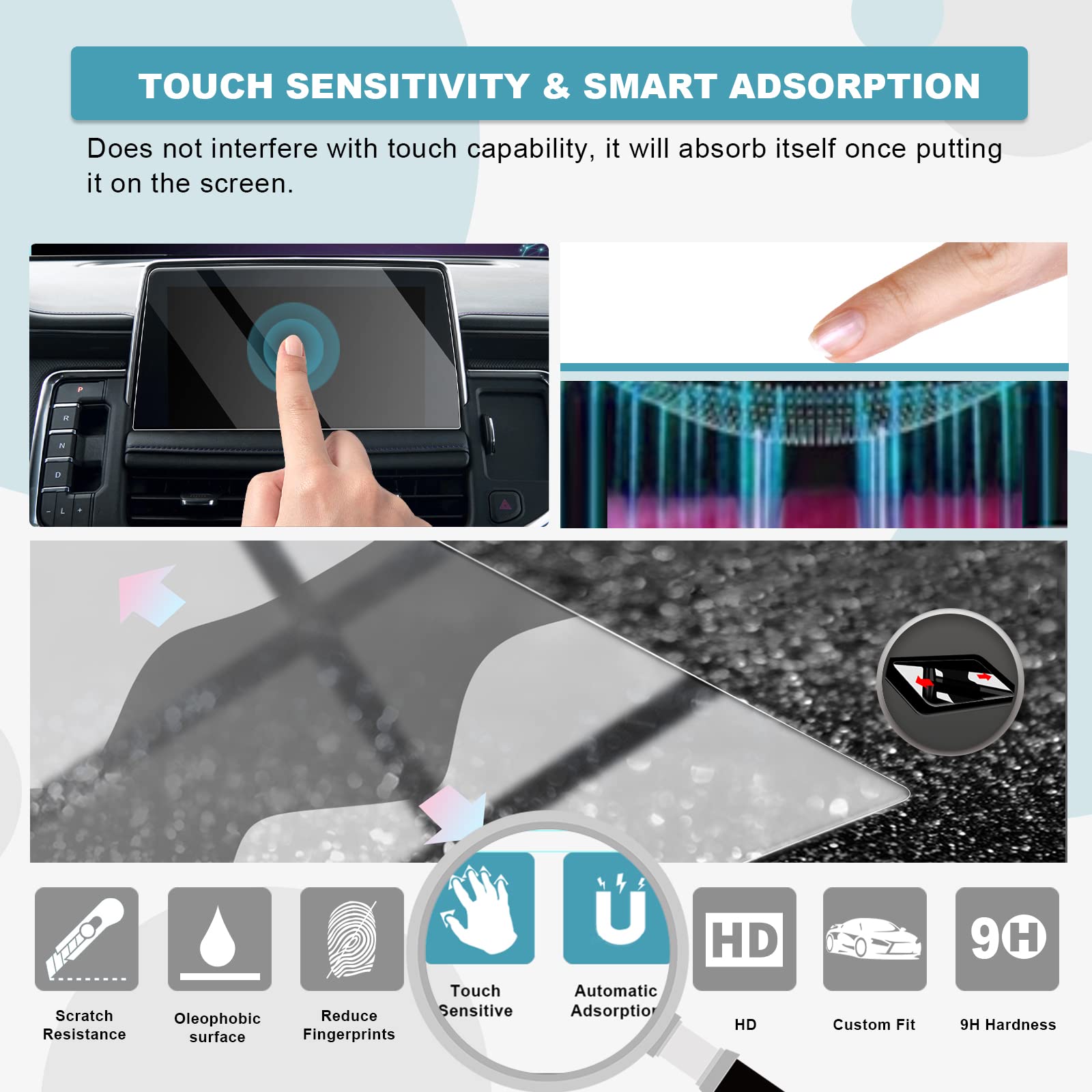 Cdefg Glass Screen Protector For 2021 2022 2023 2024 Tahoe Suburban Yukon 10.2 Inch: Car Navigation Display Touch Screen Protector For 2021 2022 2023 2024 Tahoe Suburban Yukon Tempered Glass Hd Anti