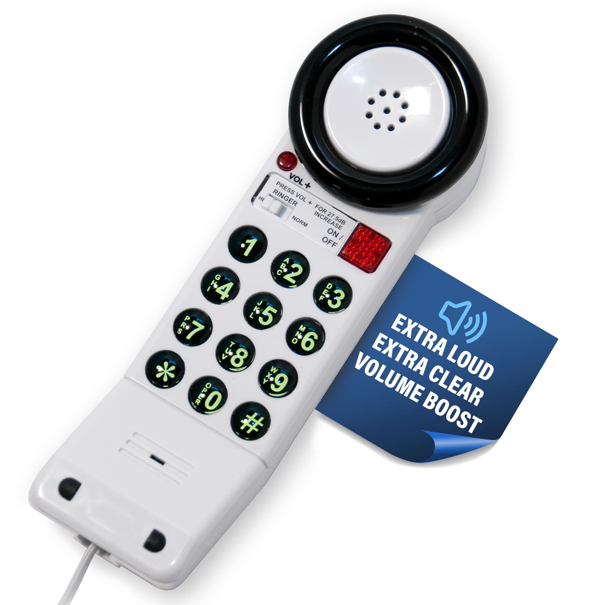 Med Pat Xl88Q   Easy To Use One Piece Telephone With Ring/In Use Light Indicator, Extra Loud Extra Clear Volume Boost, For Busy Settings, Elderly & Teenagers, Corded Landline Telephone, Pack Of 1