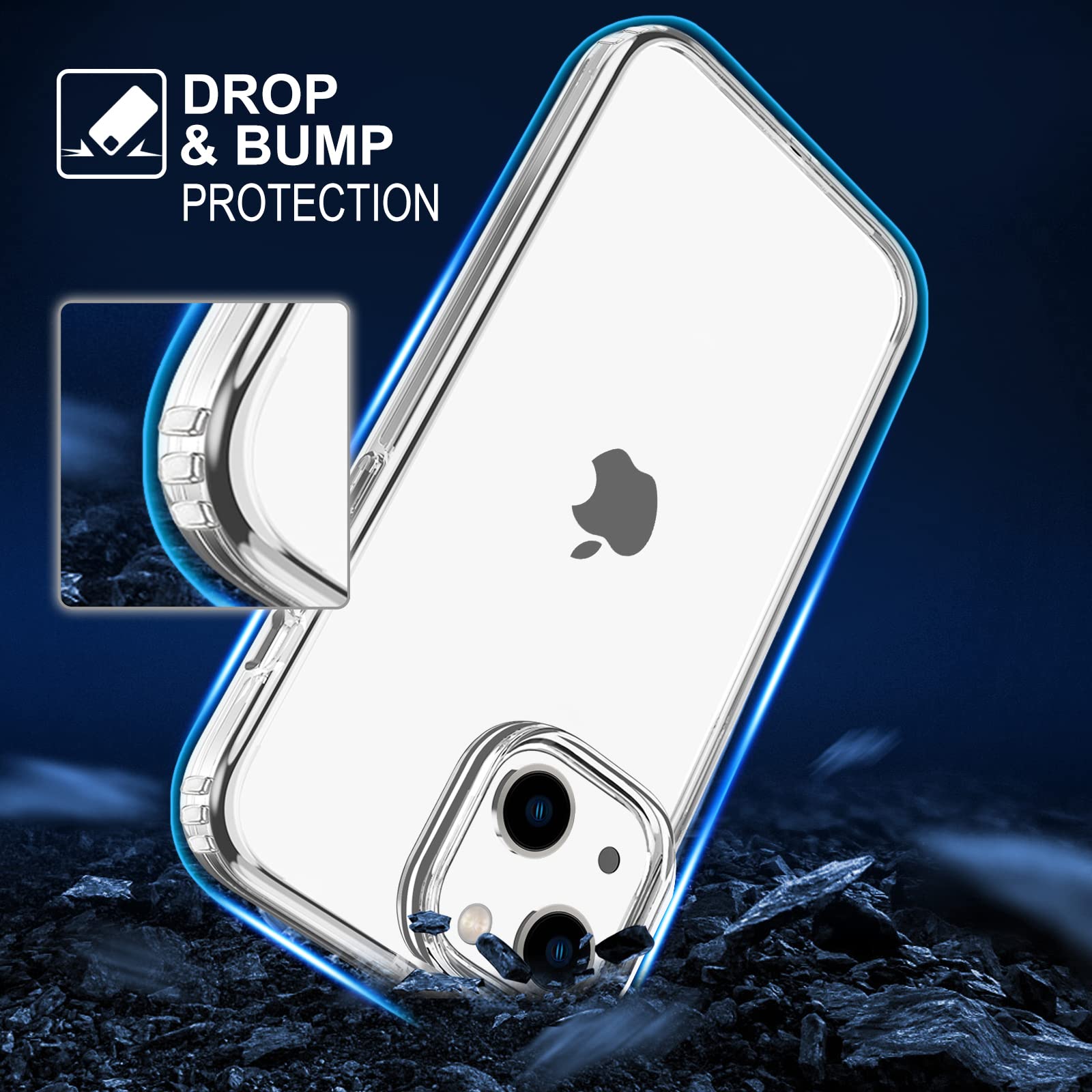 Tenoc Phone Case Compatible With Iphone 14 Plus, Clear Case Non Yellowing Protective Bumper Hard Back Cover For 6.7 Inch