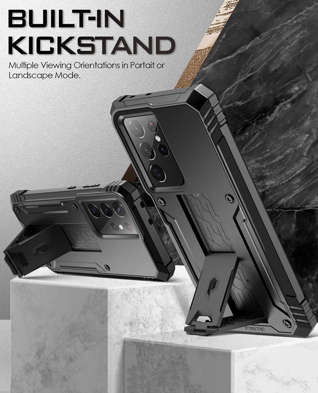 Poetic Revolution Case For Samsung Galaxy S21 Ultra 5G 6.8 Inch, Built-In Screen Protector Work With Fingerprint Id, Full Body R