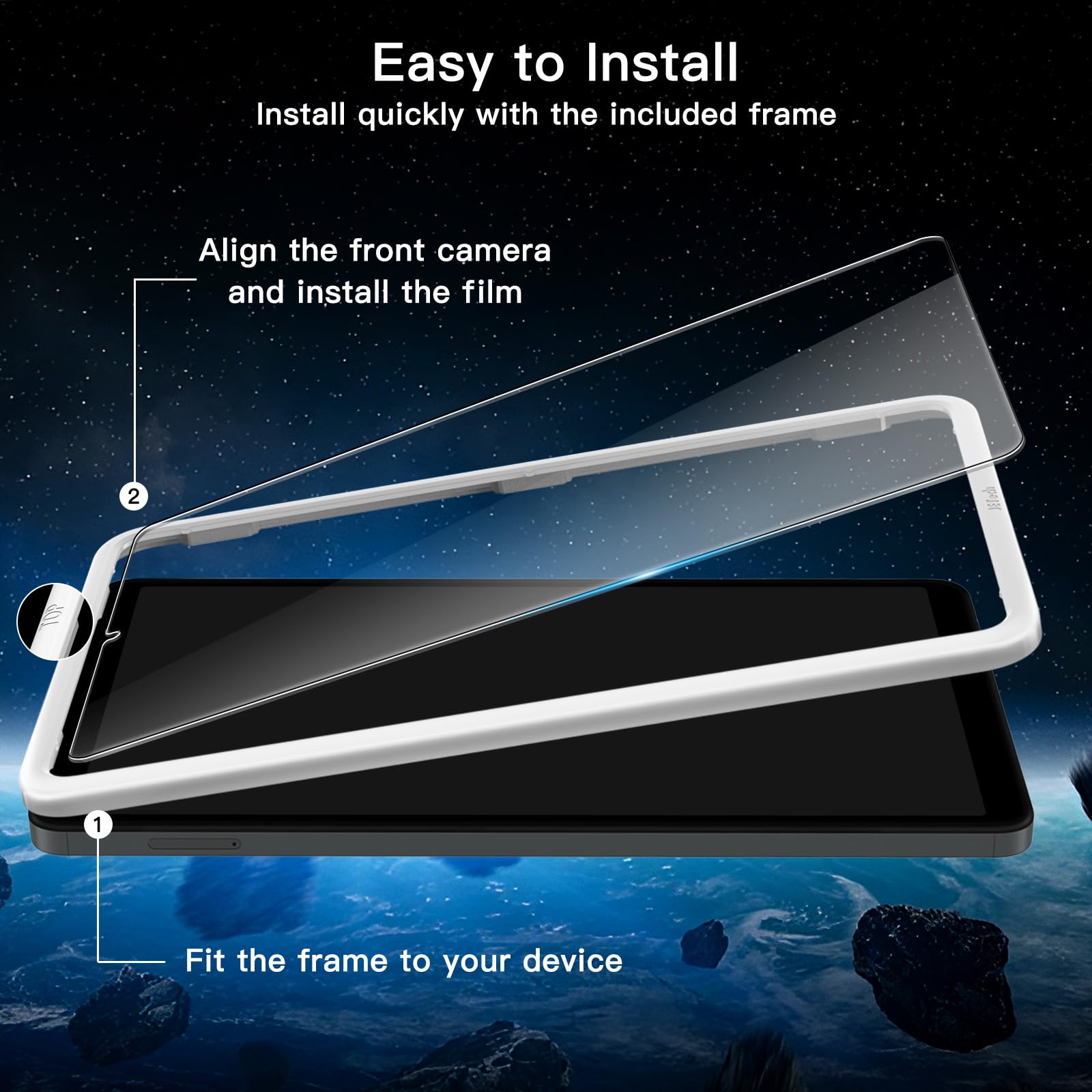 Jetech Screen Protector For Samsung Galaxy Tab A9 8.7 Inch 2023 With Easy Installation Frame, Tempered Glass Film, Hd Clear, 2 P