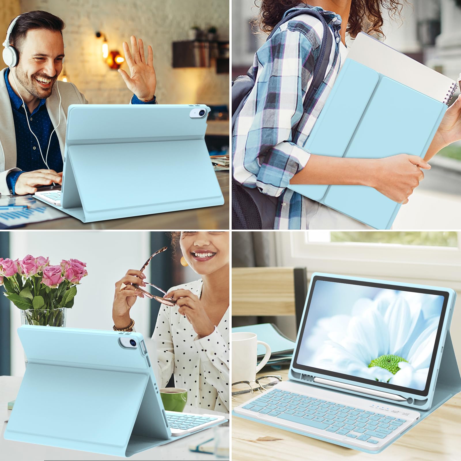 Keyboard Case For Ipad Air 11 Inch M2 2024/ Air 5Th/ 4Th Generation  Detachable Bluetooth Keyboard Case With Pencil Holder   Fli