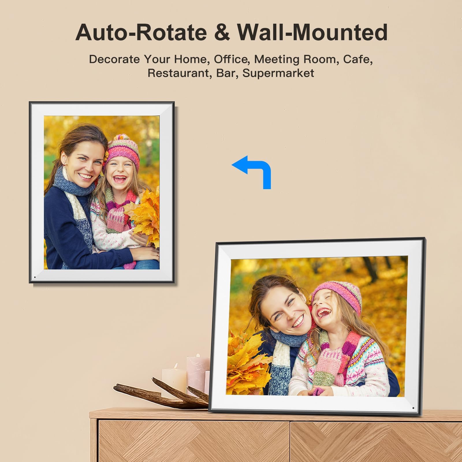 17'' Digital Picture Frame Large Digital Photo Frame   Touch Screen, Light Sensor, Full Function, Load Photo Video From Phone To