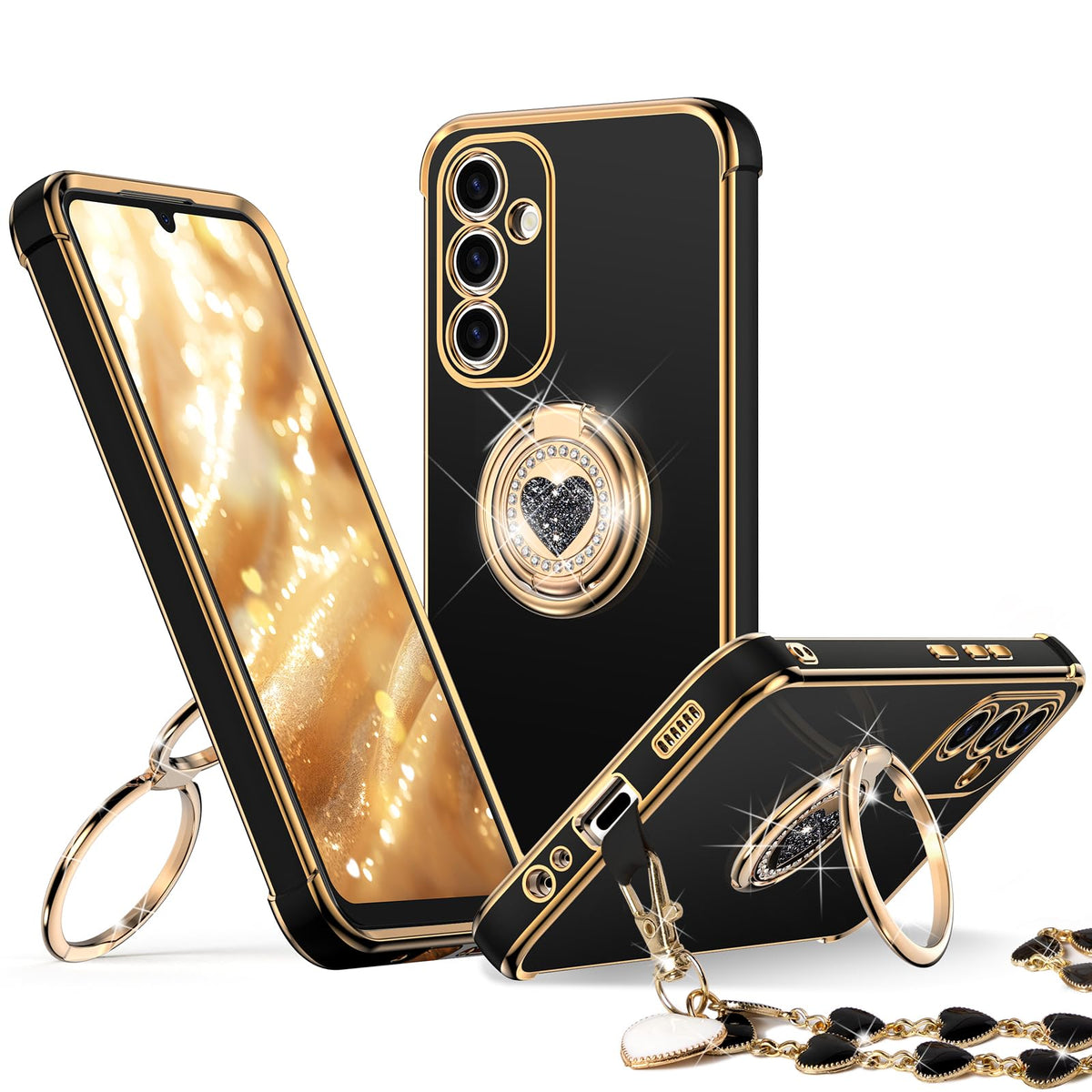 Xyz For Galaxy A14 5G Case With Stand, For Samsung Galaxy A14 5G Case With Double Ring, Women Girls Bling Luxury Phone Case For