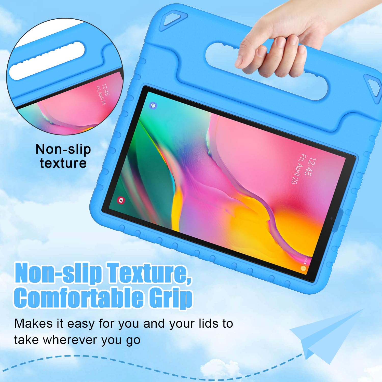 Bmouo Kids Case For Samsung Galaxy Tab A 10.1 (2019) Sm T510/T515, Shockproof Light Weight Protective Handle Stand Kids Case For