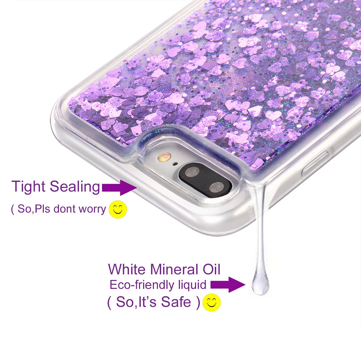 Worldmom For Iphone 7 Plus Case, For Iphone 8 Plus Case, Double Layer Design Bling Flowing Liquid Floating Sparkle Colorful Glit