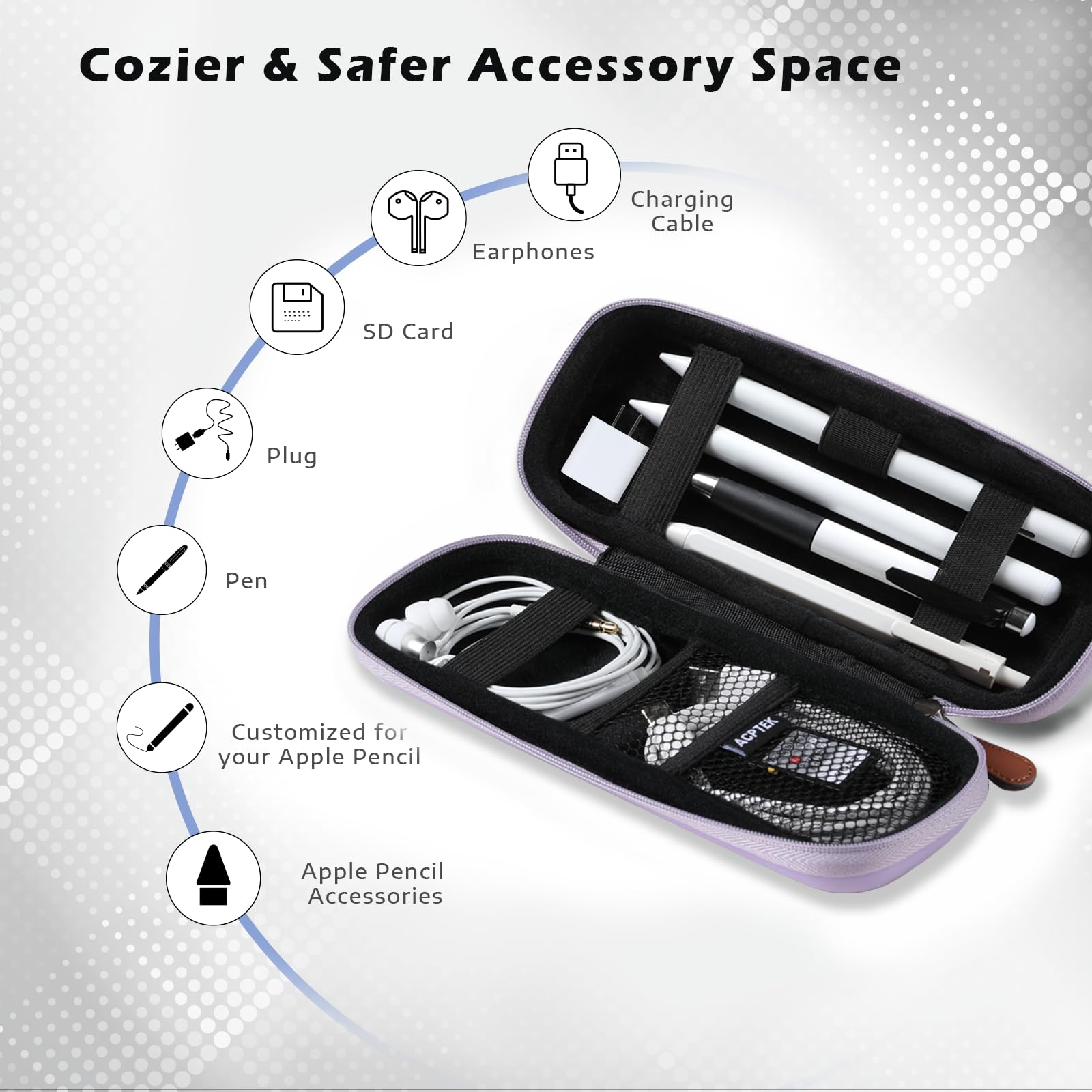 Agptek Case Holder For Apple Pencil, Slim Pu Leather Carrying Case Pouch Cover Compatible With Apple Pen Accessories, Usb Cable,