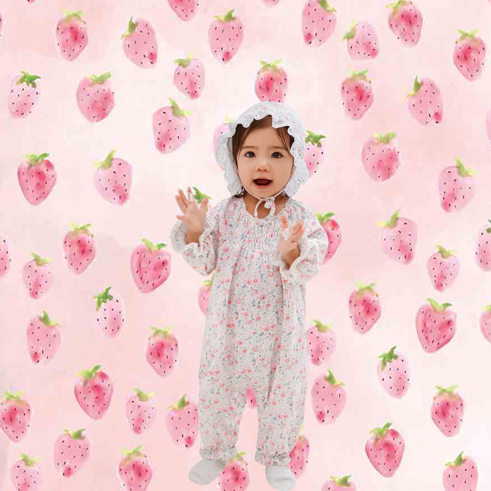 Maqtt Pink Strawberry Backdrop For Girls Birthday Party Decoration Strawberry Photography Background Baby Shower Supplies Cake T