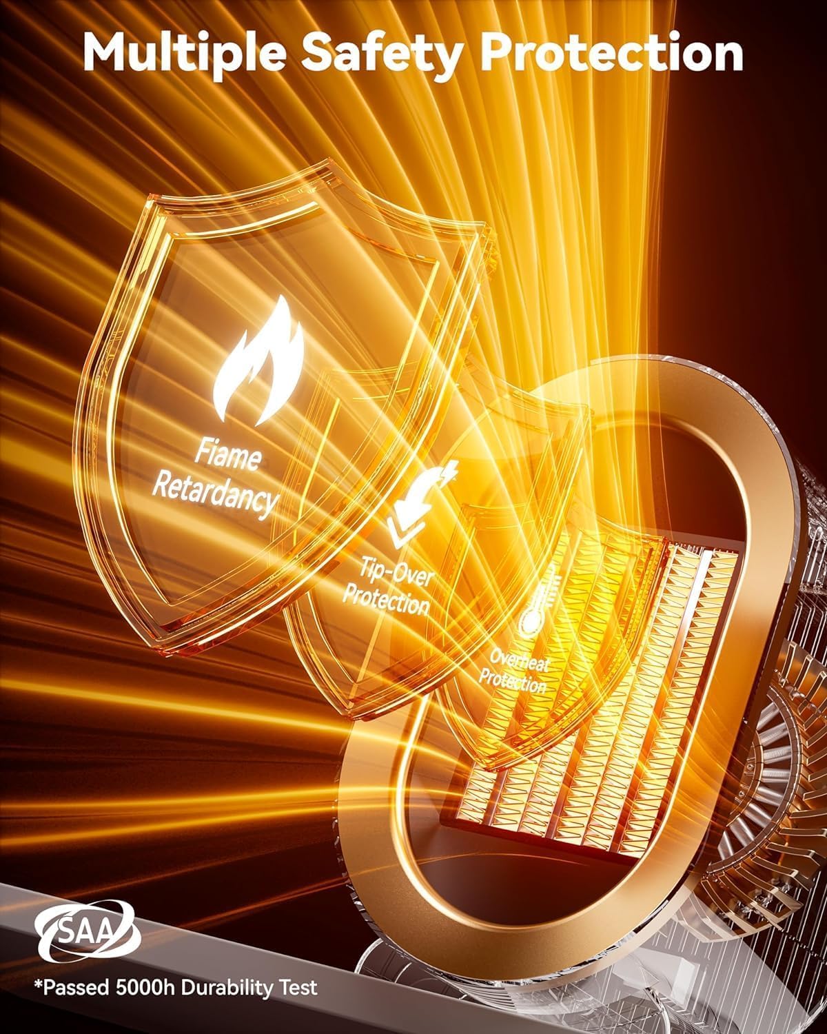 Qqt Electric Space Heater,Portable Energy Efficient Space Heaters For Indoor Use,Two Speed Portable Heater Fan For Office With A