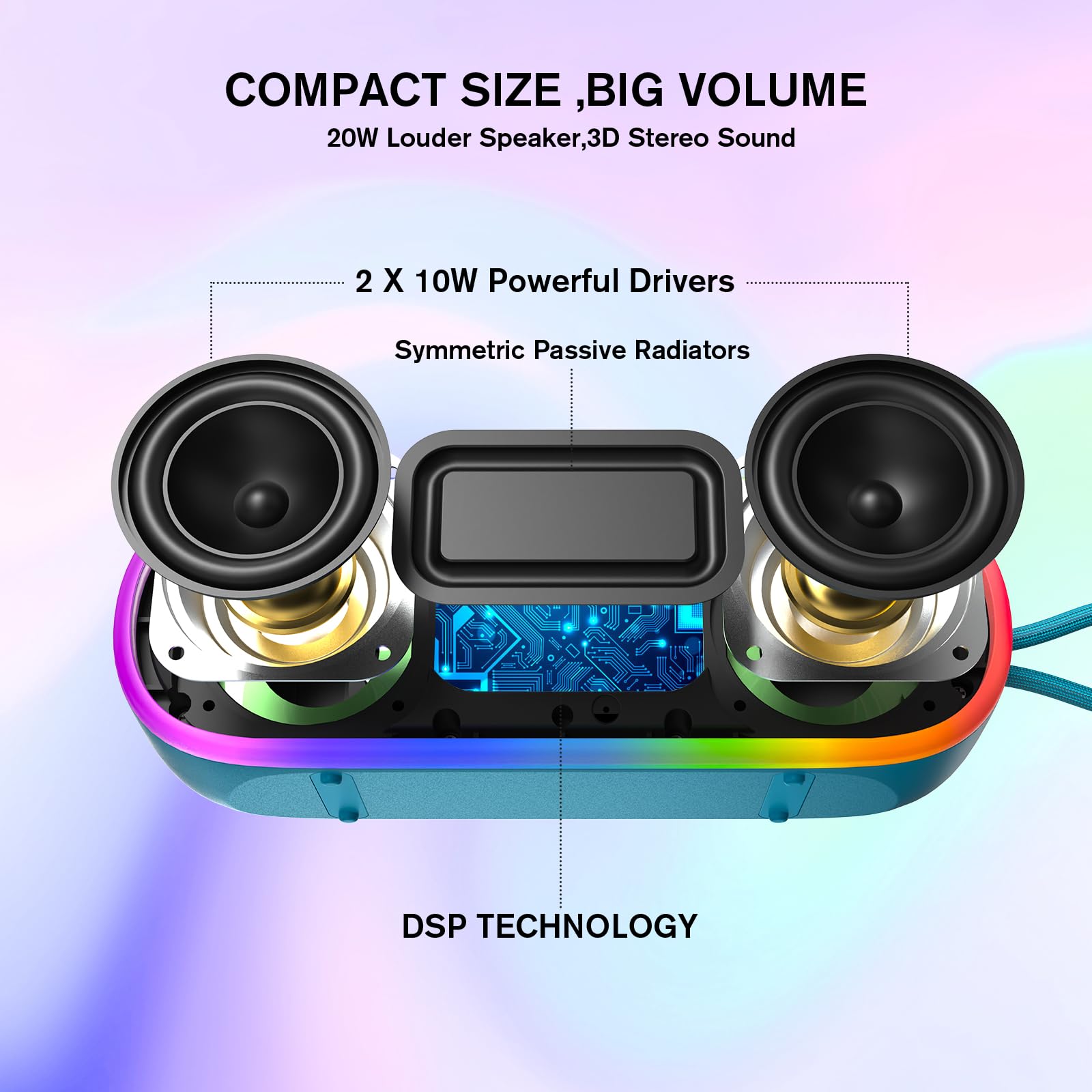 Meguo Bluetooth Speakers,Ipx7 Waterproof Speaker With 20W Powerful Sound,Portable Wireless Speakers With Extral Bass,For Beach P