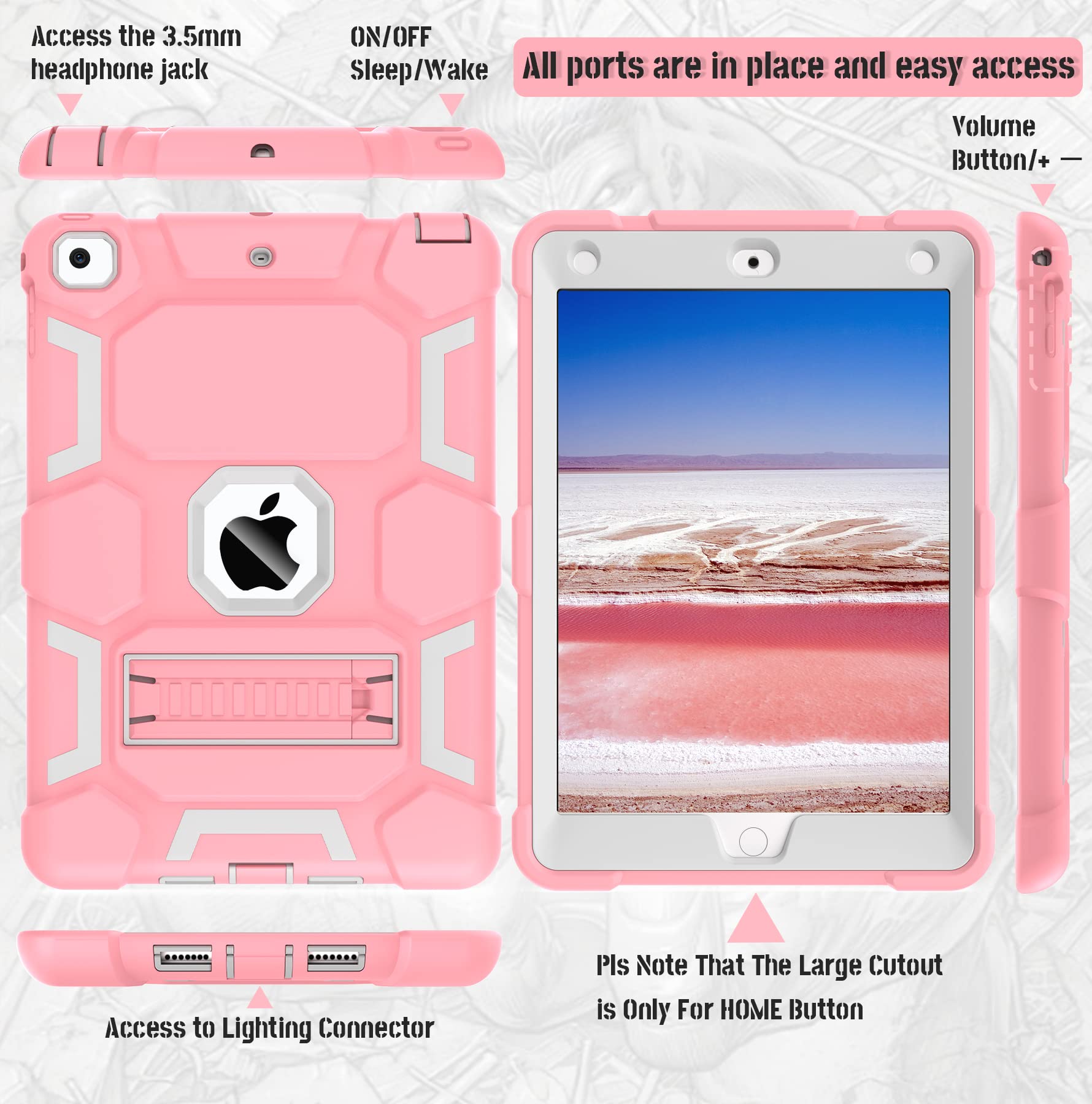 Ccmao Case For Ipad 6Th Generation/Ipad 5Th Generation/Ipad 9.7 Inch (2018/2017 Model), Ipad Air 2 Case, Hybrid Shockproof Rugge