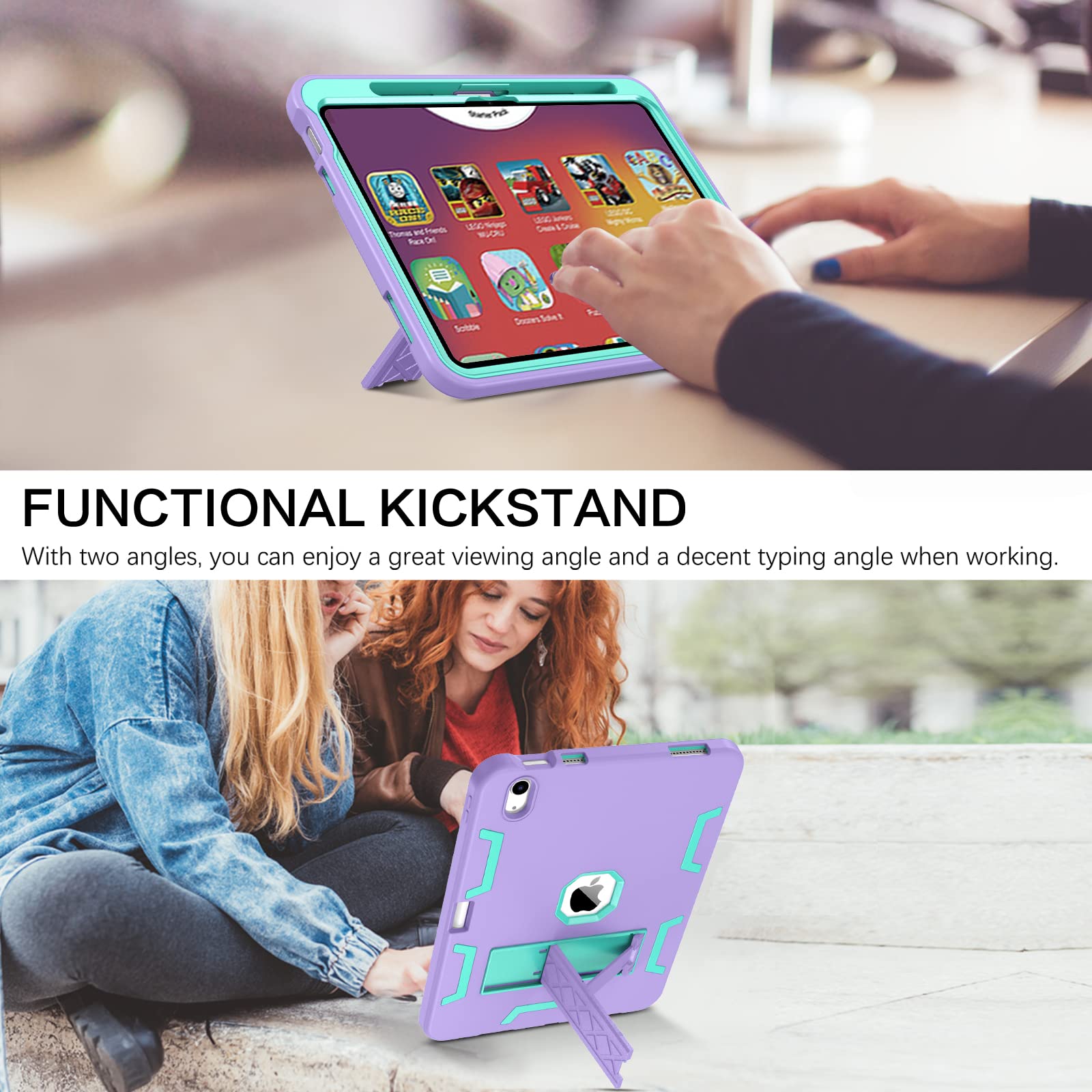 Bentoben For Ipad 10Th Gen Case, 10.9 Inch Ipad Case, Slim Fit Kickstand Shockproof Rugged Protection Soft Silicone Bumper Drop