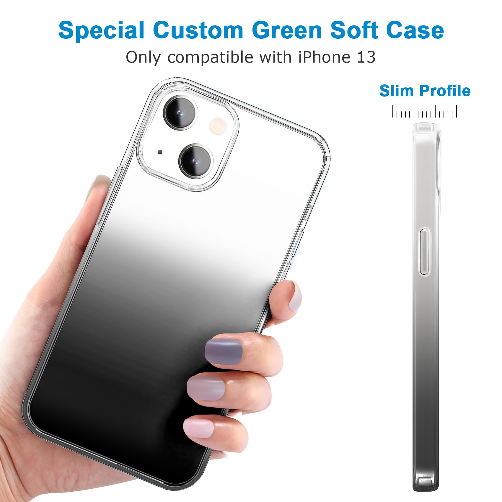 Jjgoo Compatible With Iphone 13 Case Clear Soft Transparent Shockproof Protective Slim Thin Bumper Phone Cover, Gradient Black