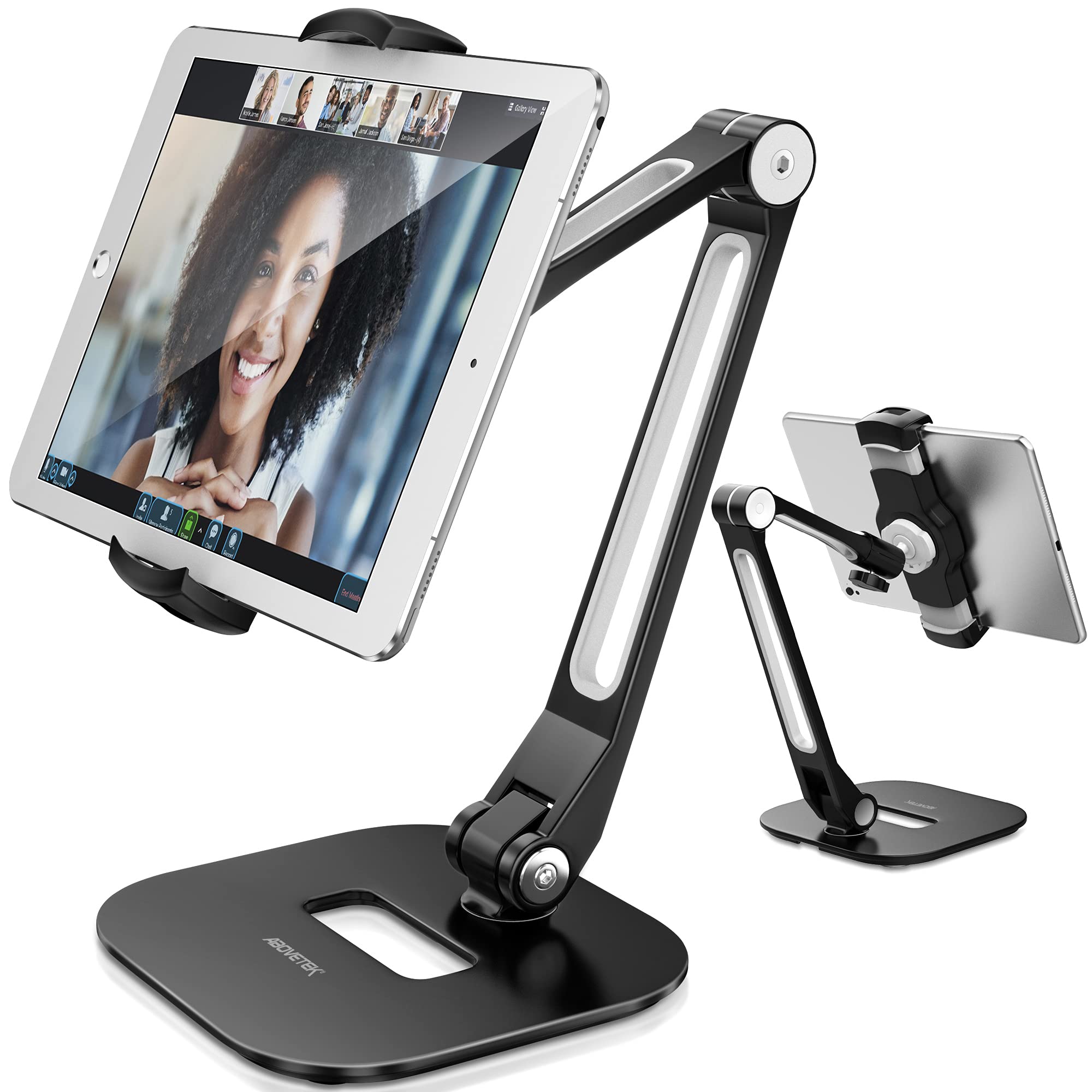 AboveTEK Tablet Stand, Multi Angle Adjustable iPad Stand Holder, 360� Swivel iPad Stand Aluminum Desk Mount Fits 4� 11'(Diagonal) iPad/Mini/Air/Pro for Business Kiosk Office � Black