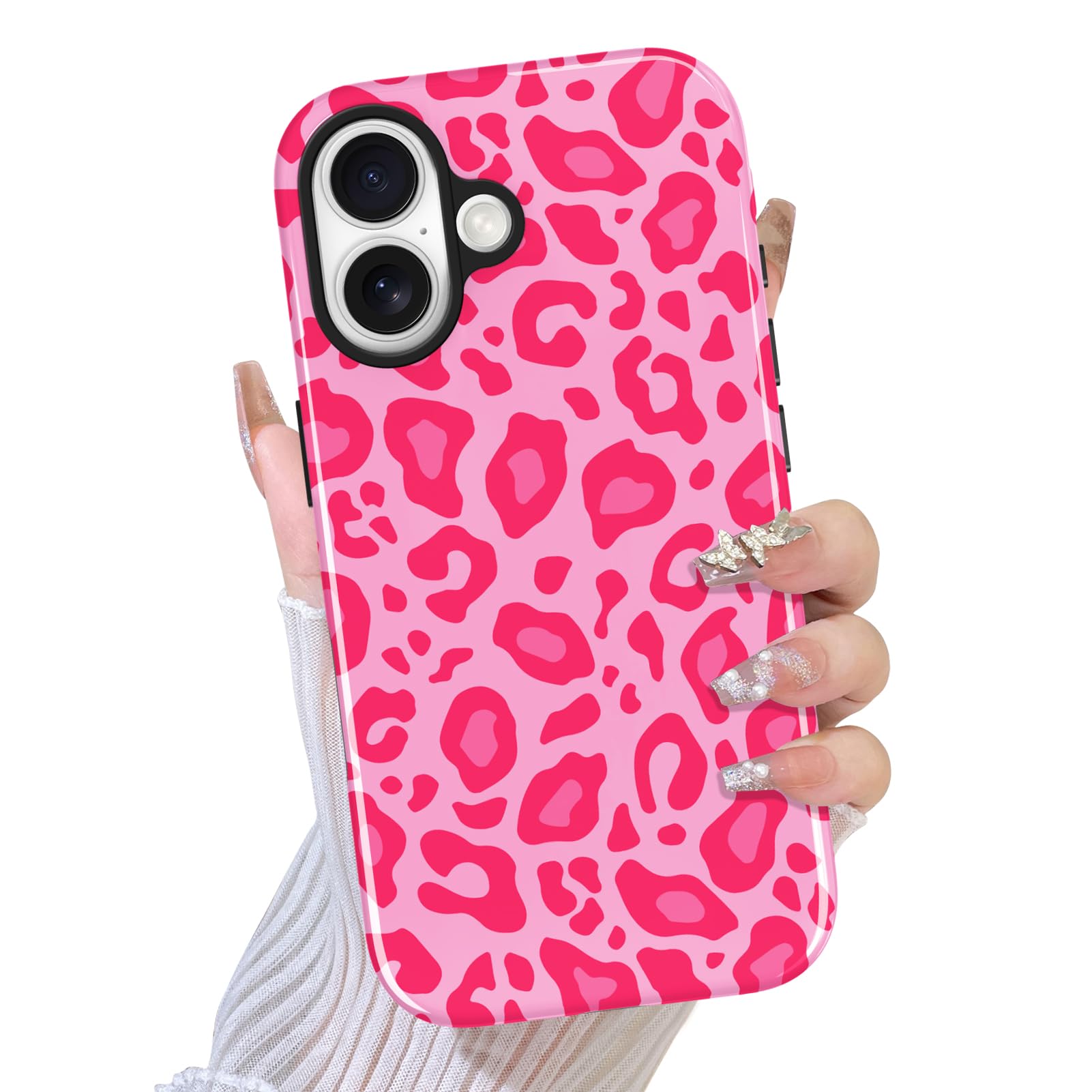 TEAUGHT Compatible with iPhone 17 Case Support for MagSafe Cute Pattern Leopard Cheetah Print Camera Protection Cover for Girls 