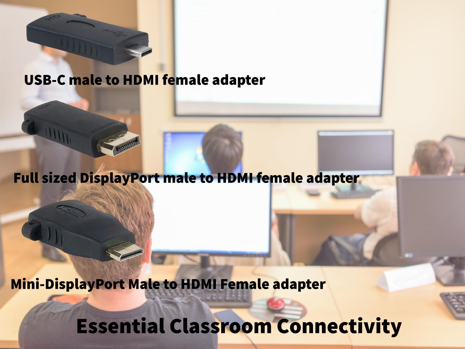 Digitalinx Libertyav Hdmi Adapter Ring With Displayport, Mini Dp & Usb C Adapters Provide Device Connectivity For Conference Roo