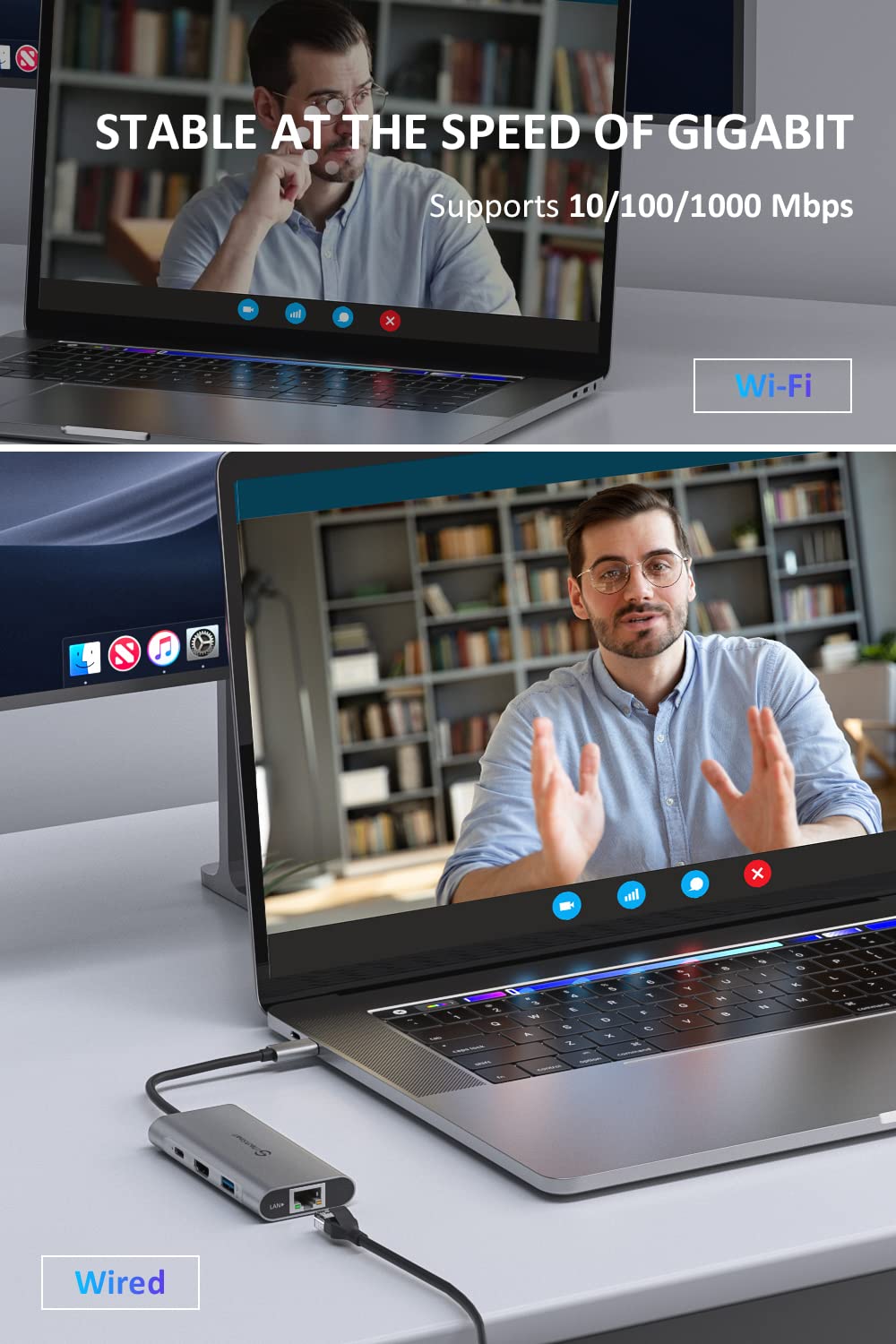 Utechsmart Usb C Hub, Usb C Ethernet Multiport Adapter, 6 In 1 Usb C To Hdmi Dock Compatible For Macbook Pro/Air, Chromebook, De