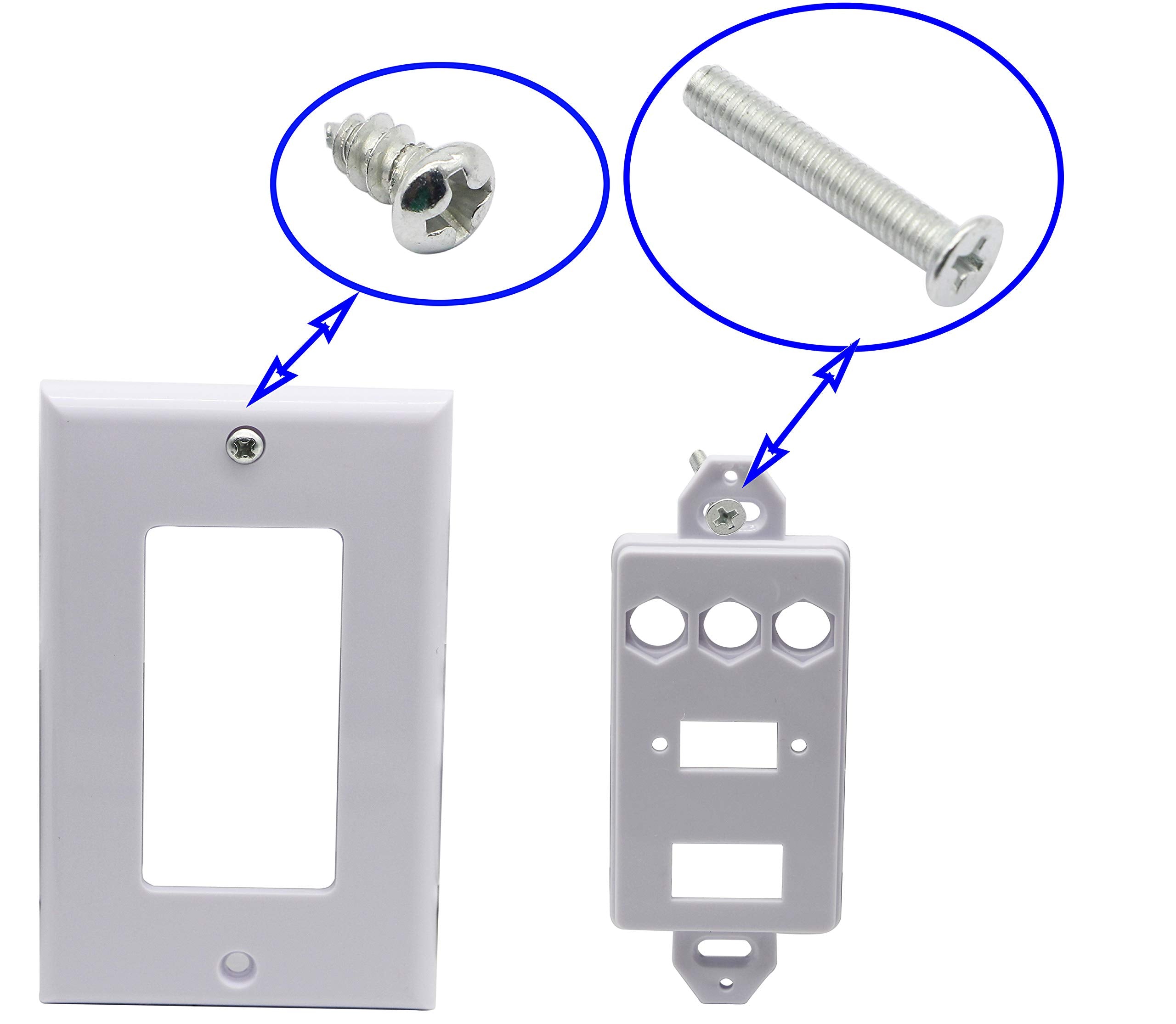 Zdycgtime 3Rca+Hdmi+Vga Wall Plate Hdmi Component Composite Audio Video Wall Outlet Mount Socket Face Plate Panel Cover White(3R